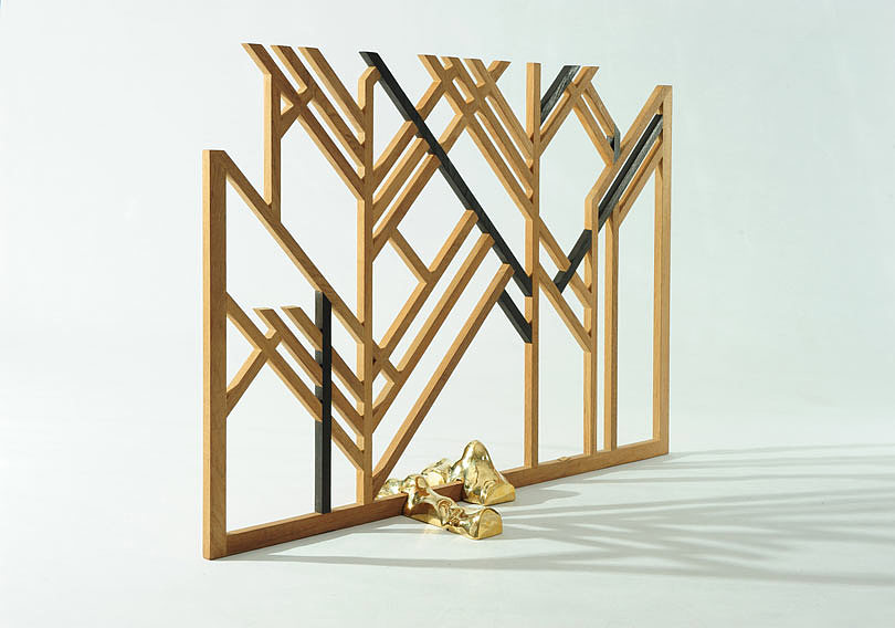 teak，screen，Geometric Stick，