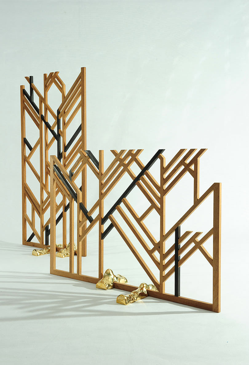 teak，screen，Geometric Stick，