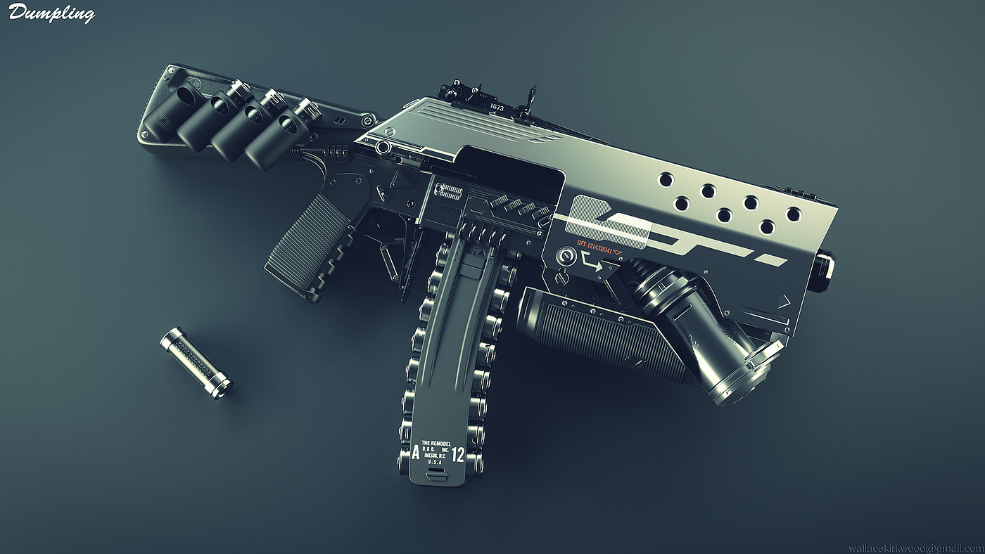 gun，Render，machine gun，Dumpling，