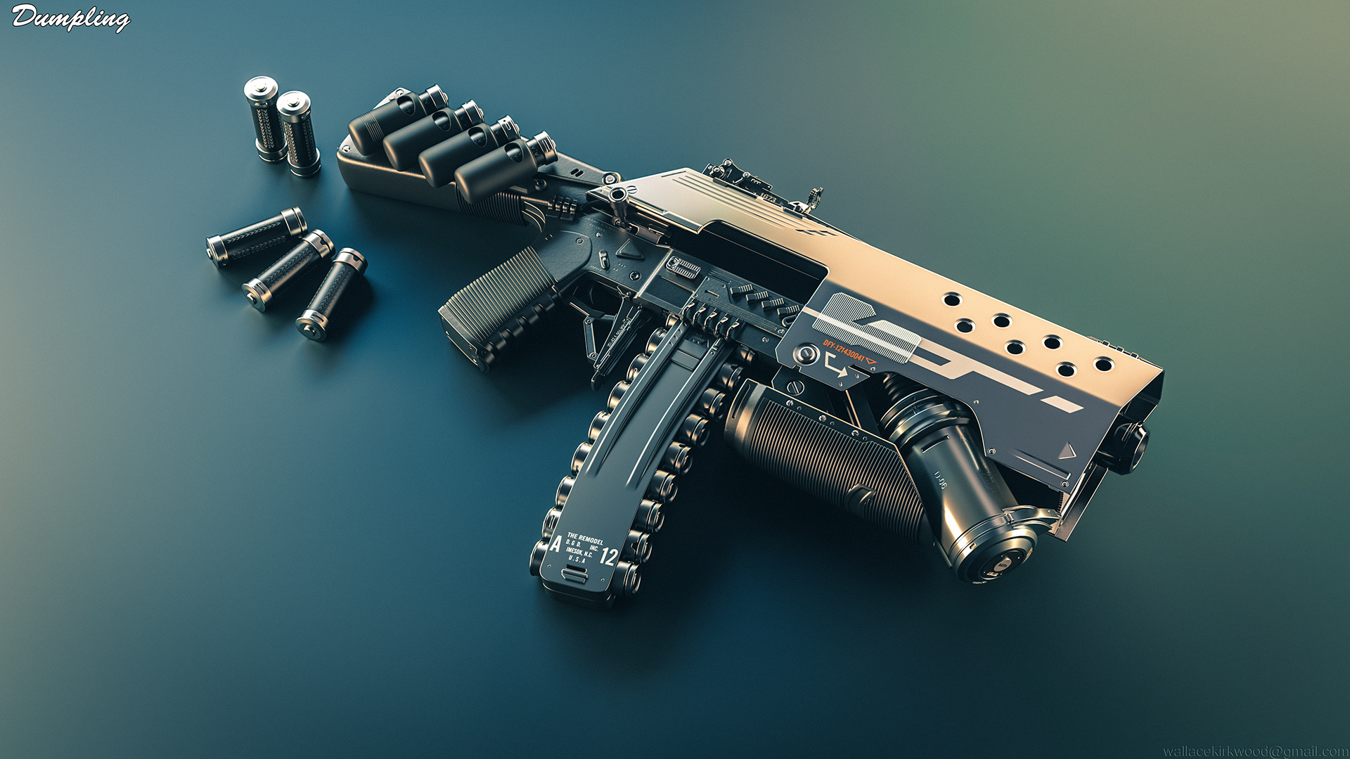 gun，Render，machine gun，Dumpling，