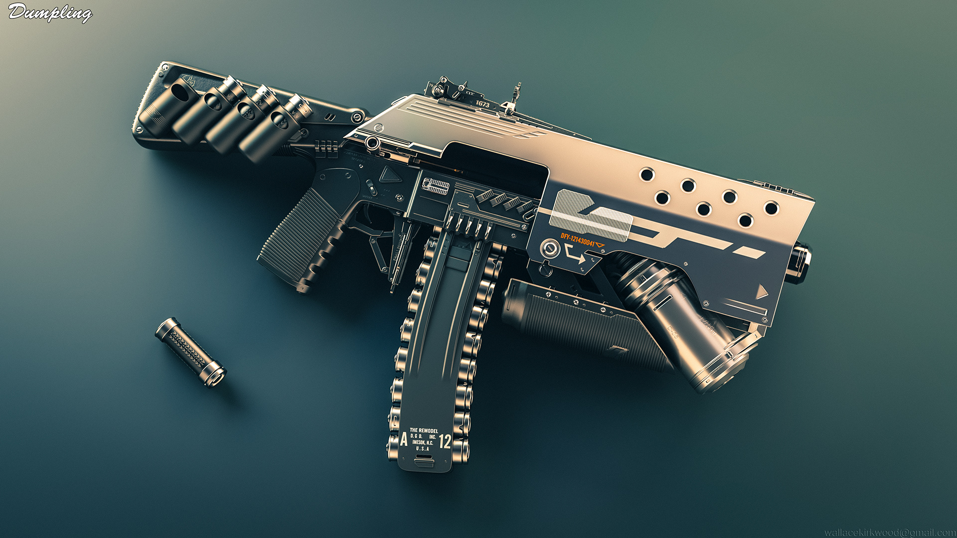 gun，Render，machine gun，Dumpling，