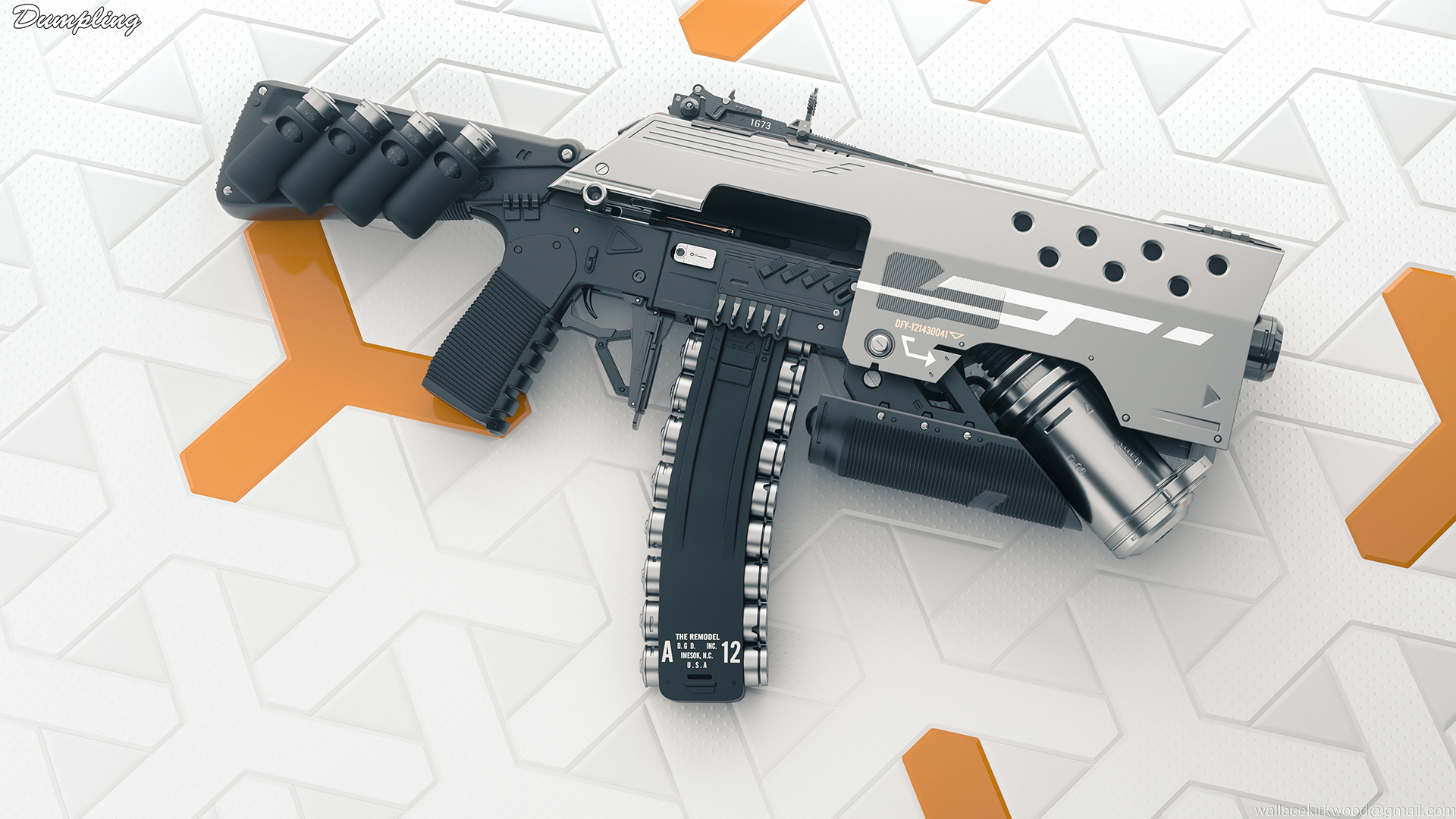 gun，Render，machine gun，Dumpling，