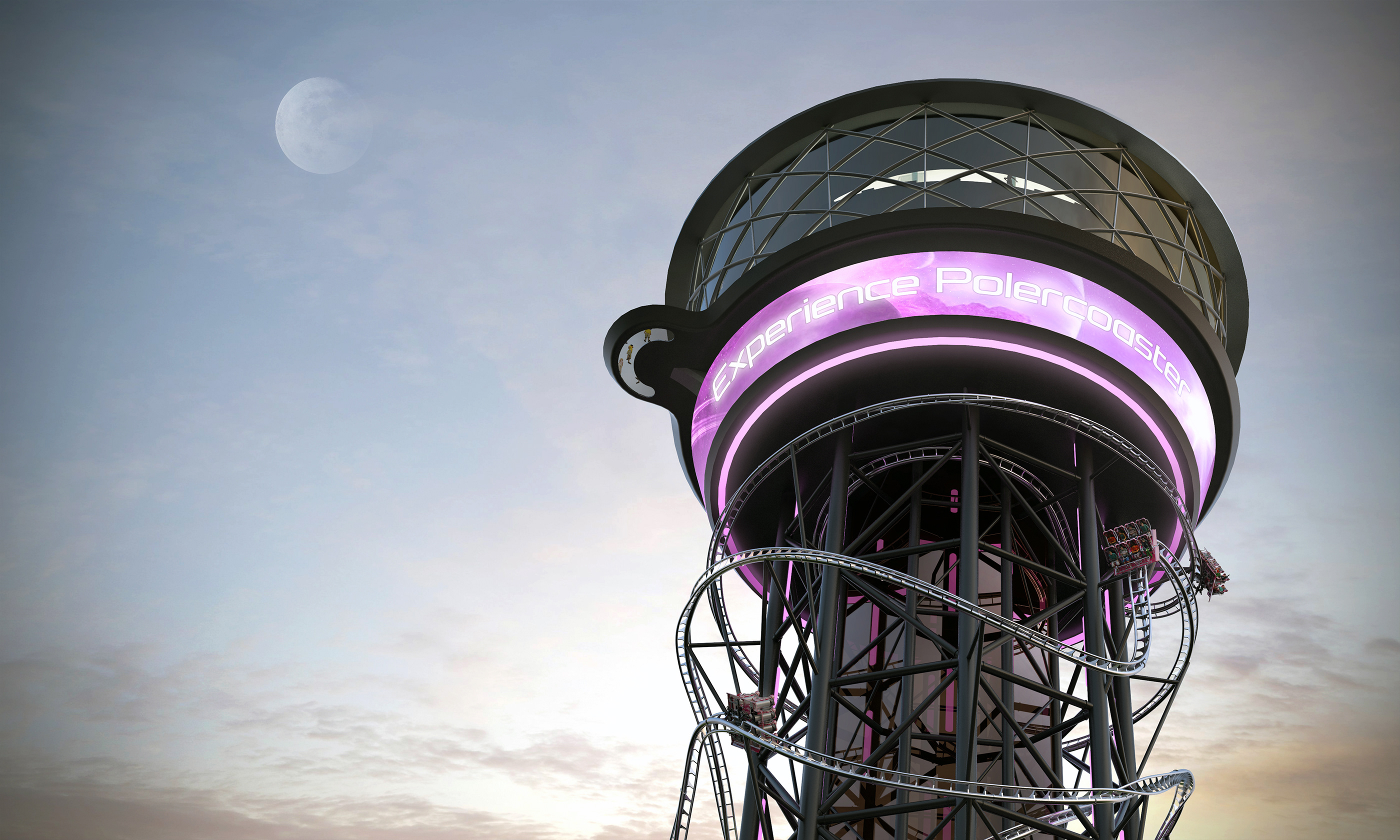 Skyscraper，Roller Coaster，360 degree panorama，