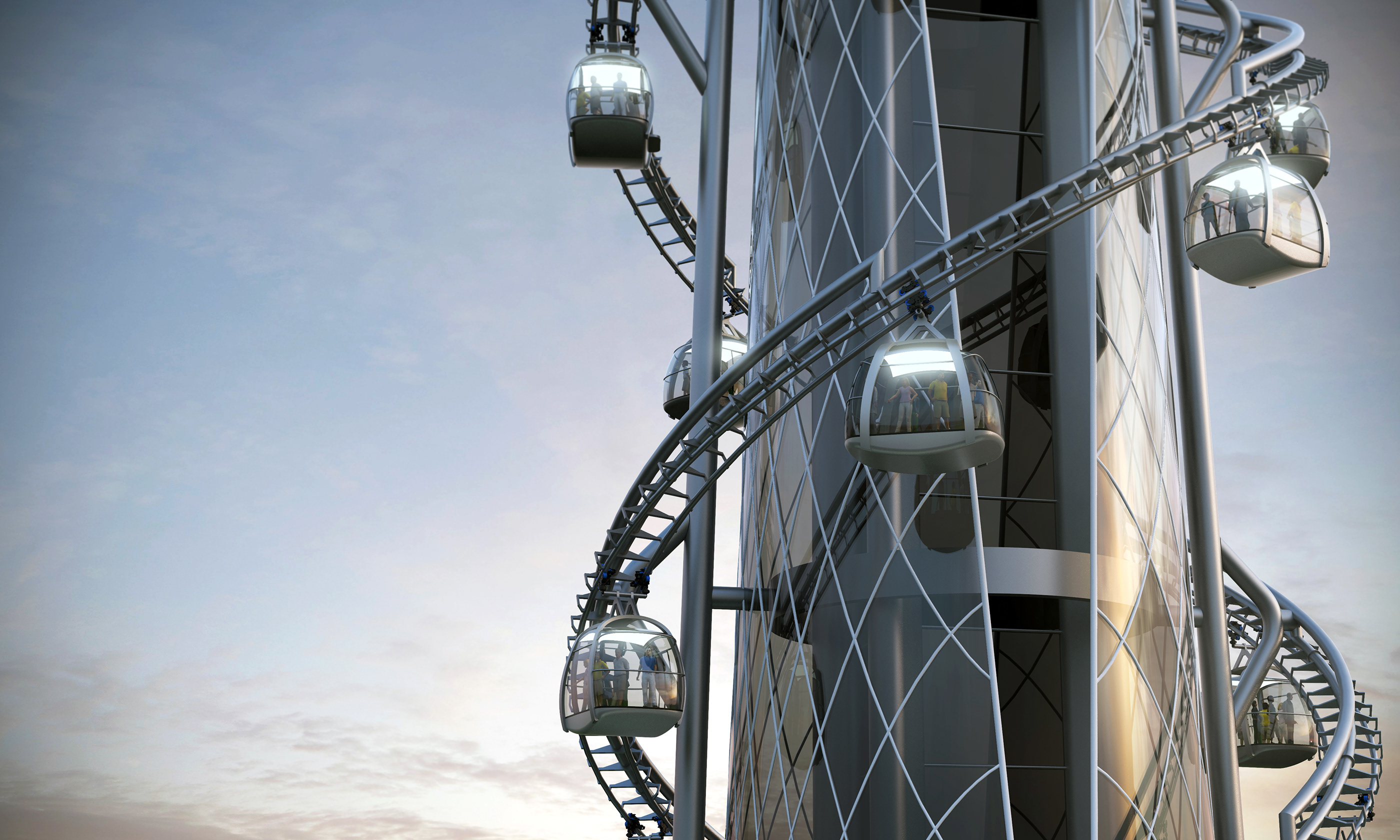 Skyscraper，Roller Coaster，360 degree panorama，