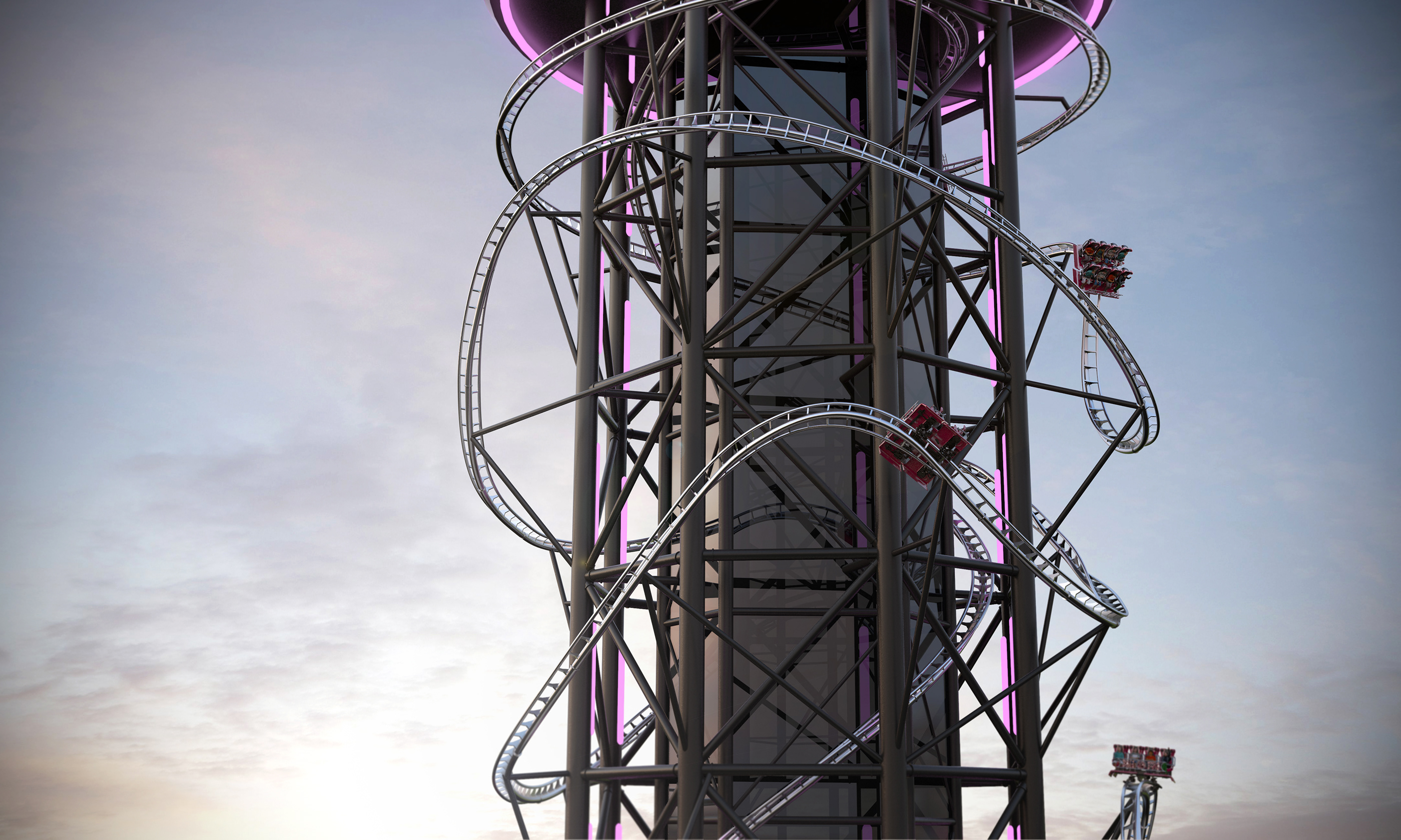 Skyscraper，Roller Coaster，360 degree panorama，