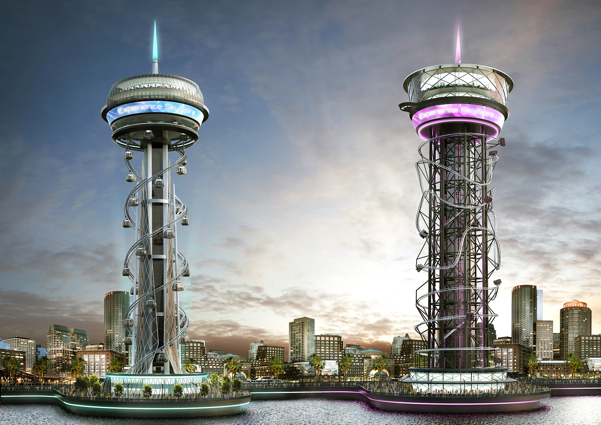 Skyscraper，Roller Coaster，360 degree panorama，