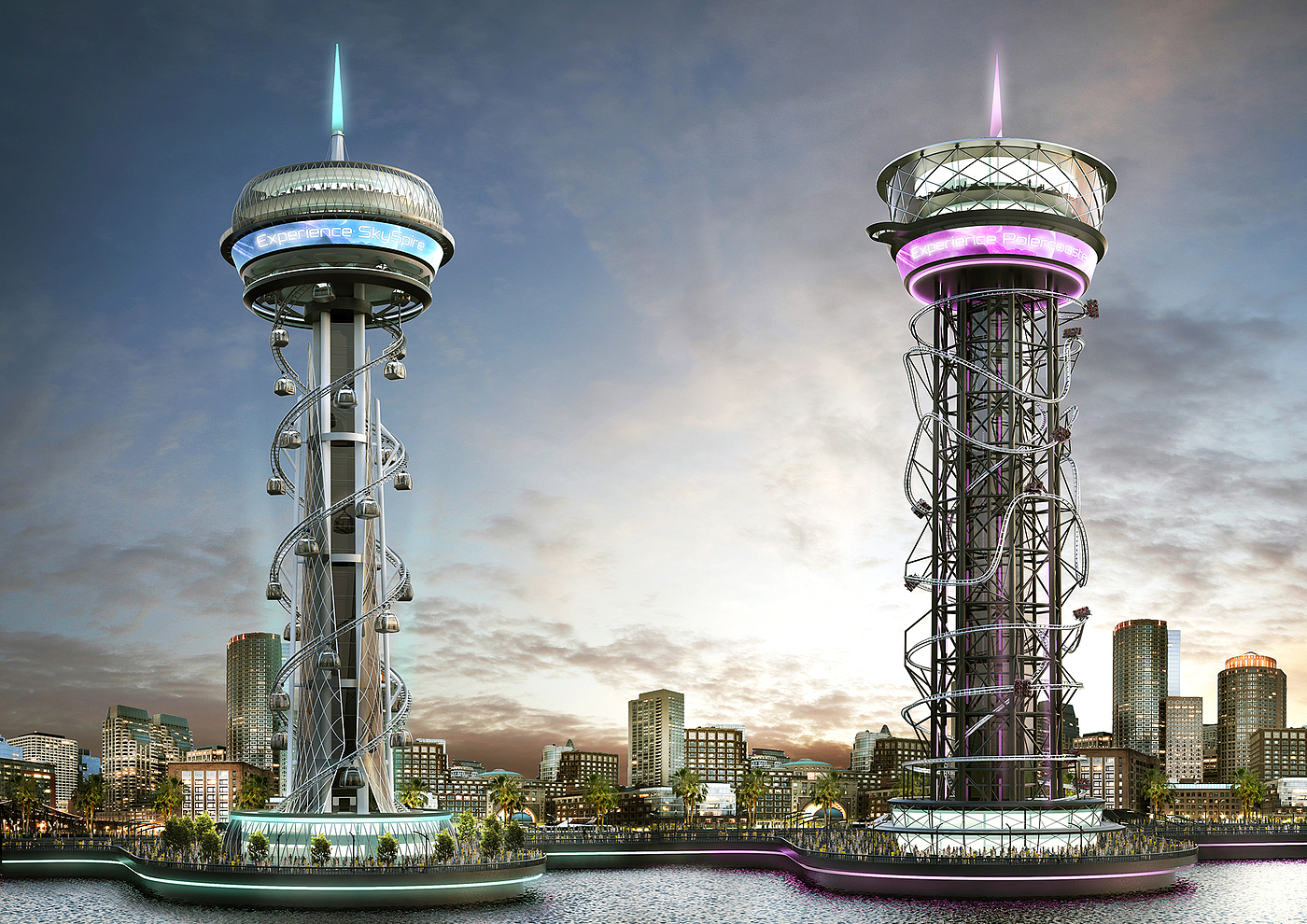 Skyscraper，Roller Coaster，360 degree panorama，