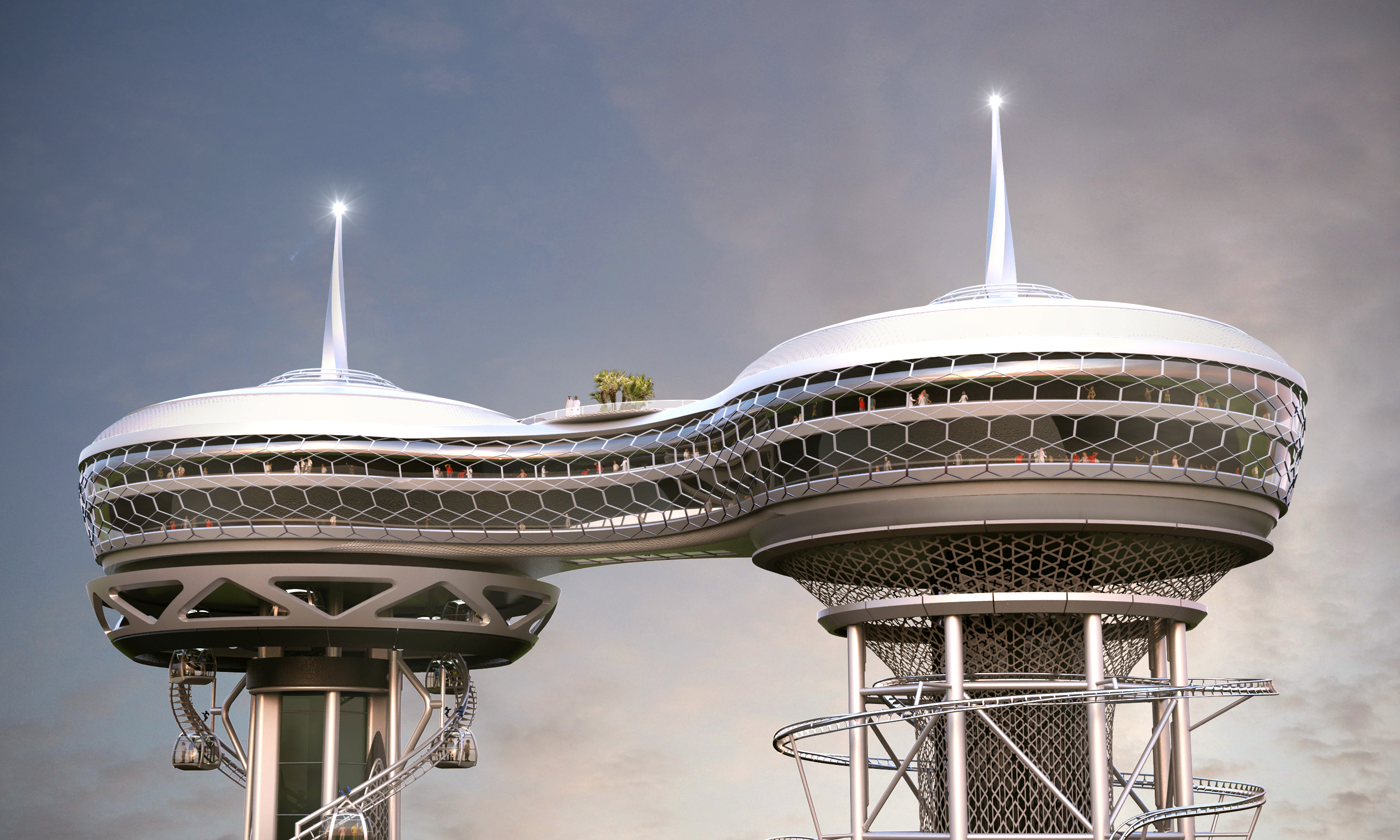 Skyscraper，Roller Coaster，360 degree panorama，