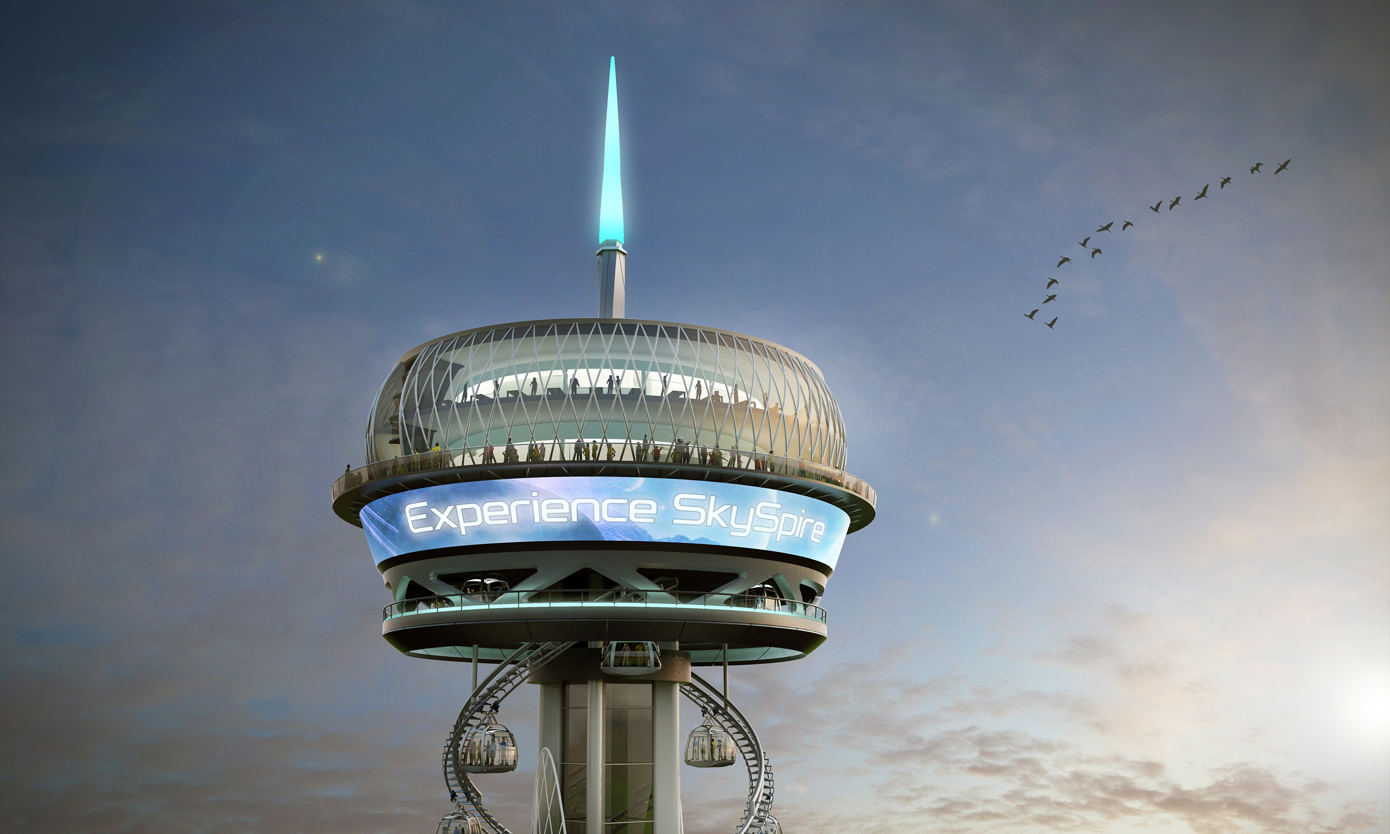 Skyscraper，Roller Coaster，360 degree panorama，