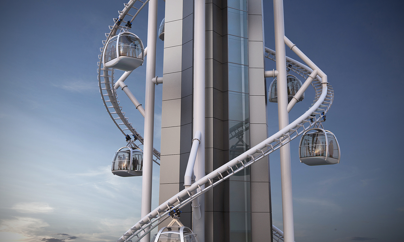 Skyscraper，Roller Coaster，360 degree panorama，