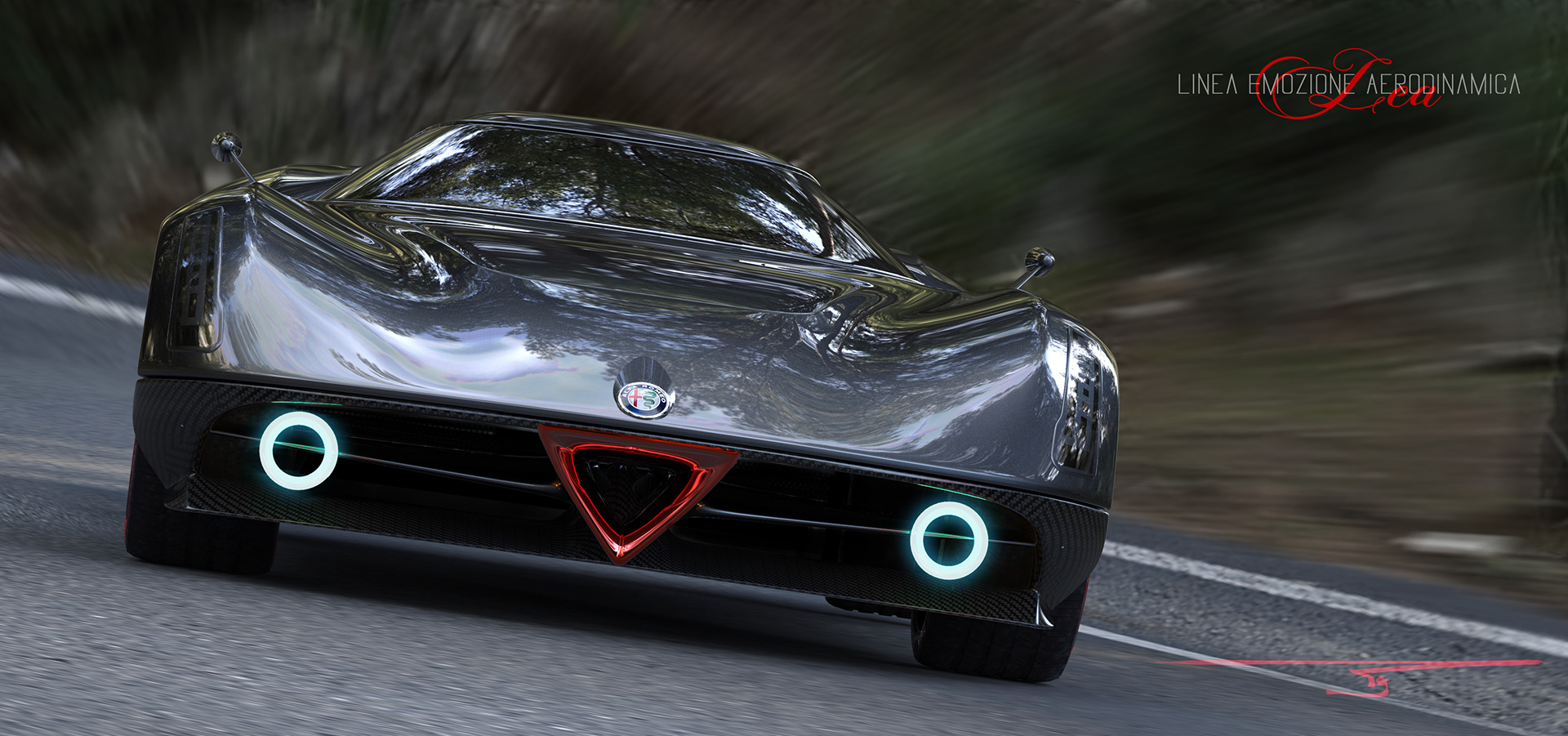 Sports car，Super run，Alpha Romeo Lea，Brunette，