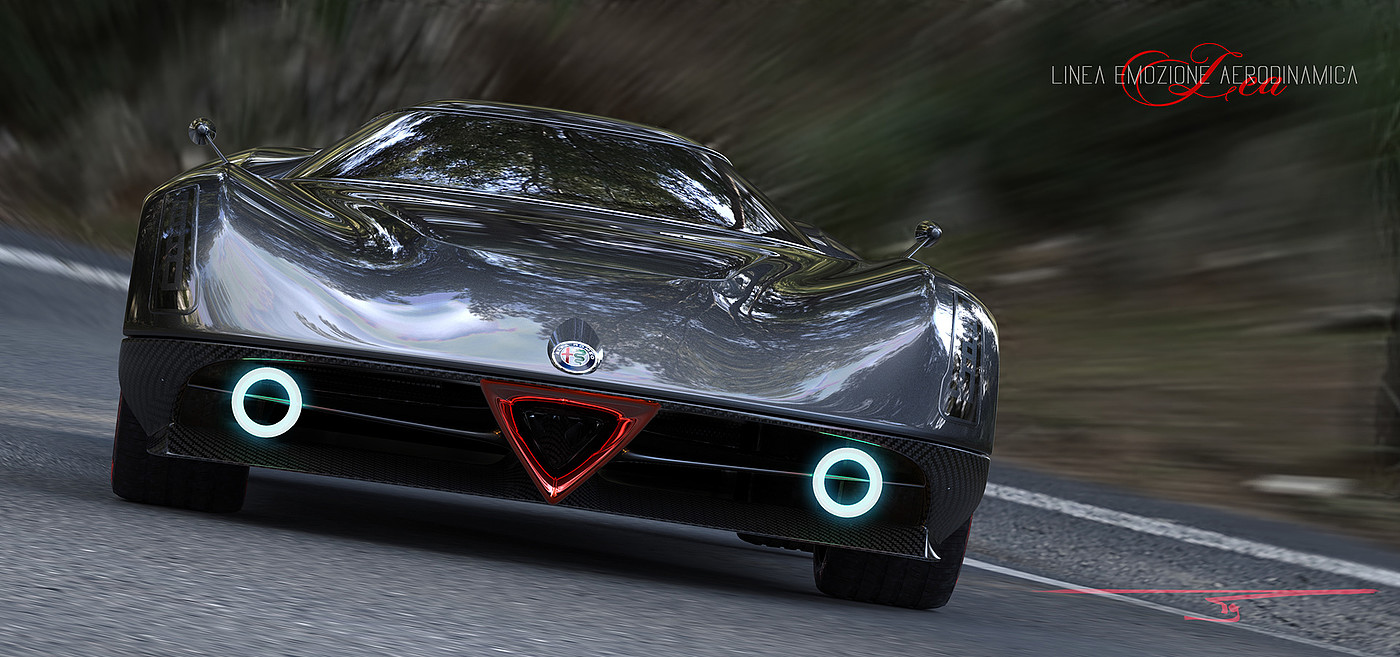 Sports car，Super run，Alpha Romeo Lea，Brunette，