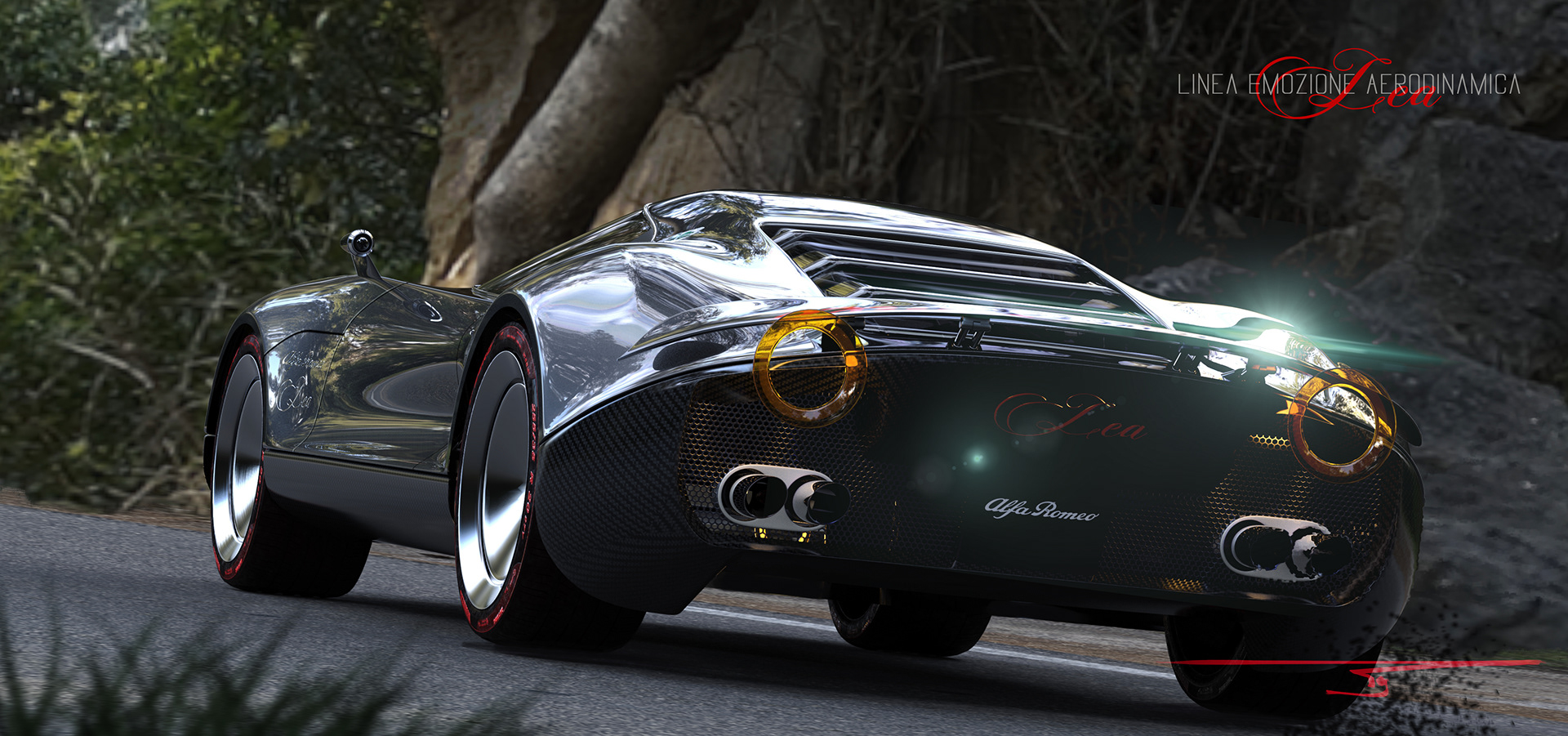 Sports car，Super run，Alpha Romeo Lea，Brunette，