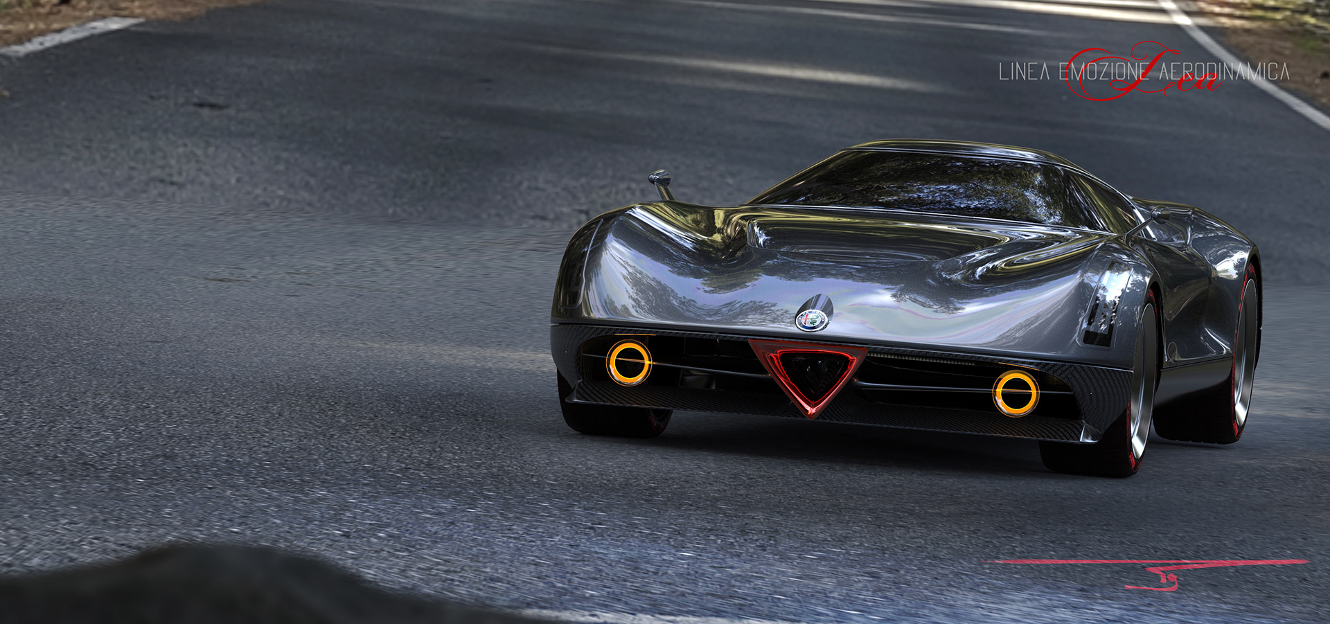 Sports car，Super run，Alpha Romeo Lea，Brunette，