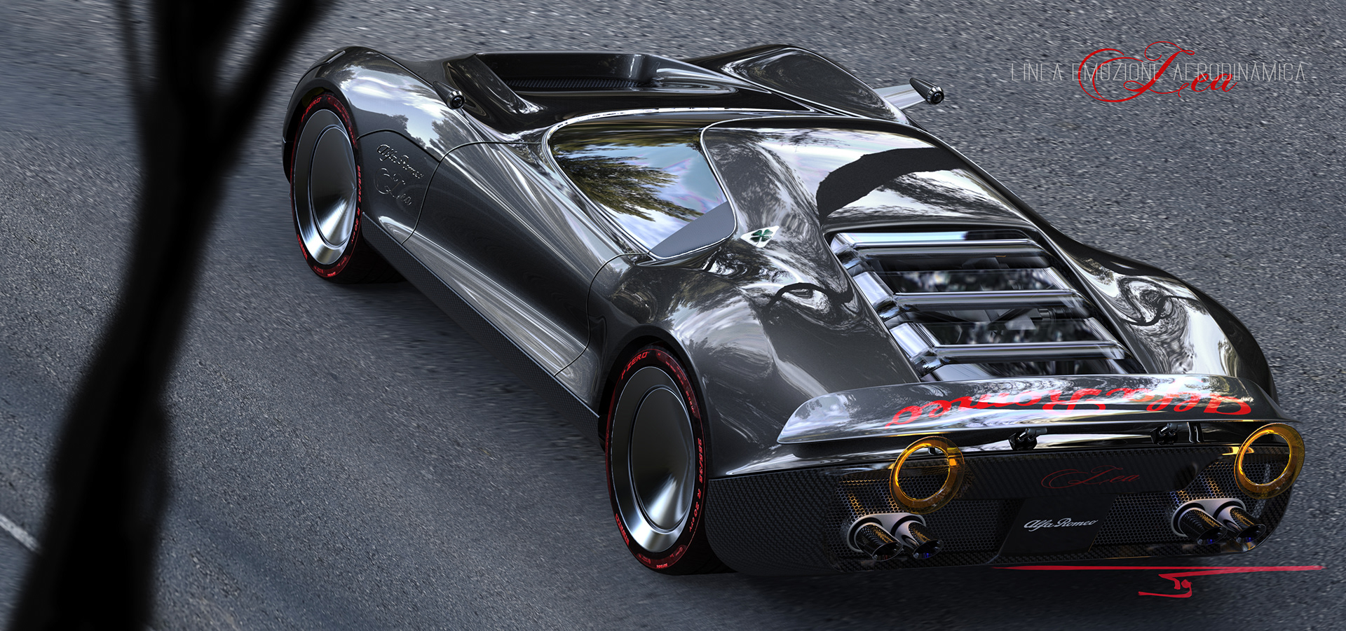 Sports car，Super run，Alpha Romeo Lea，Brunette，