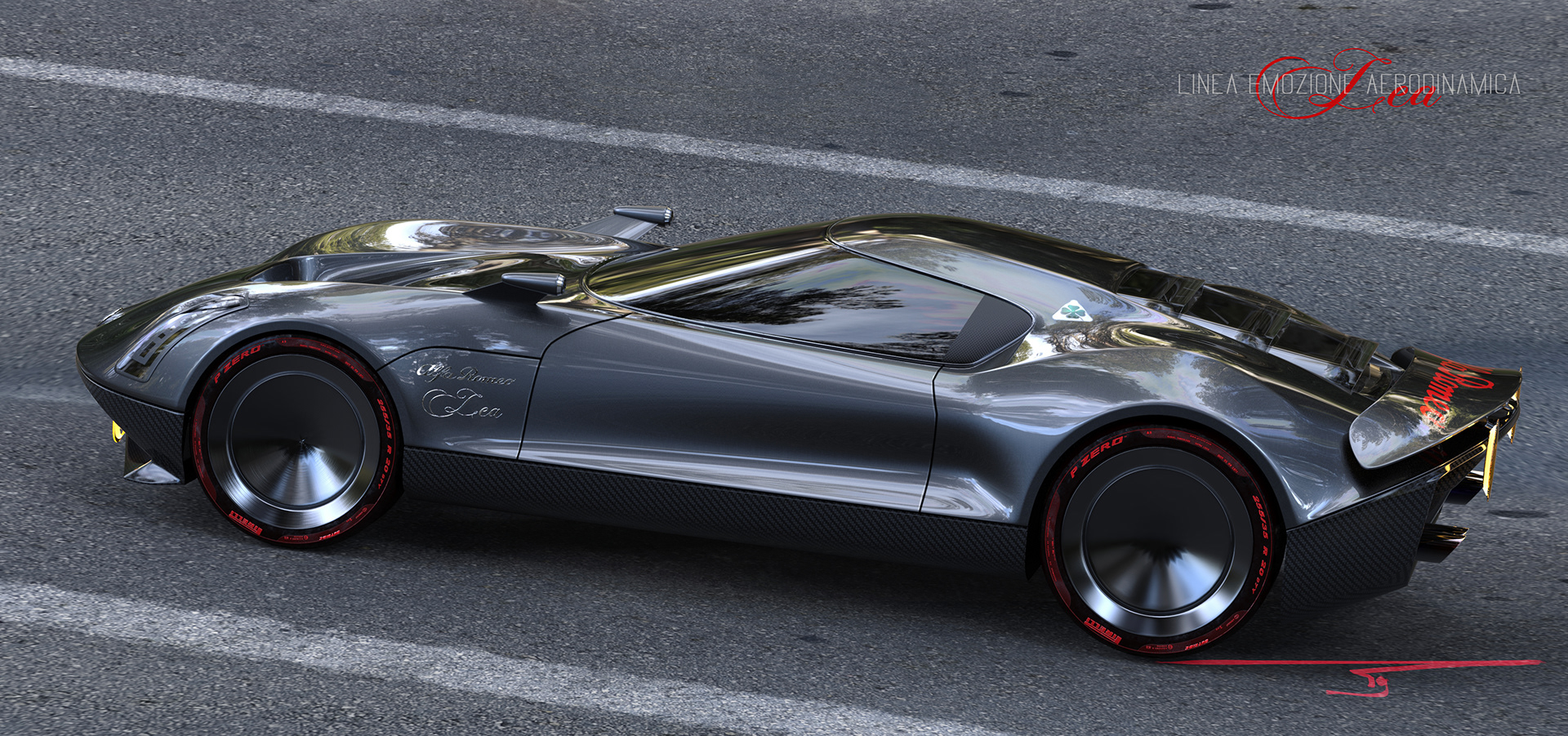 Sports car，Super run，Alpha Romeo Lea，Brunette，