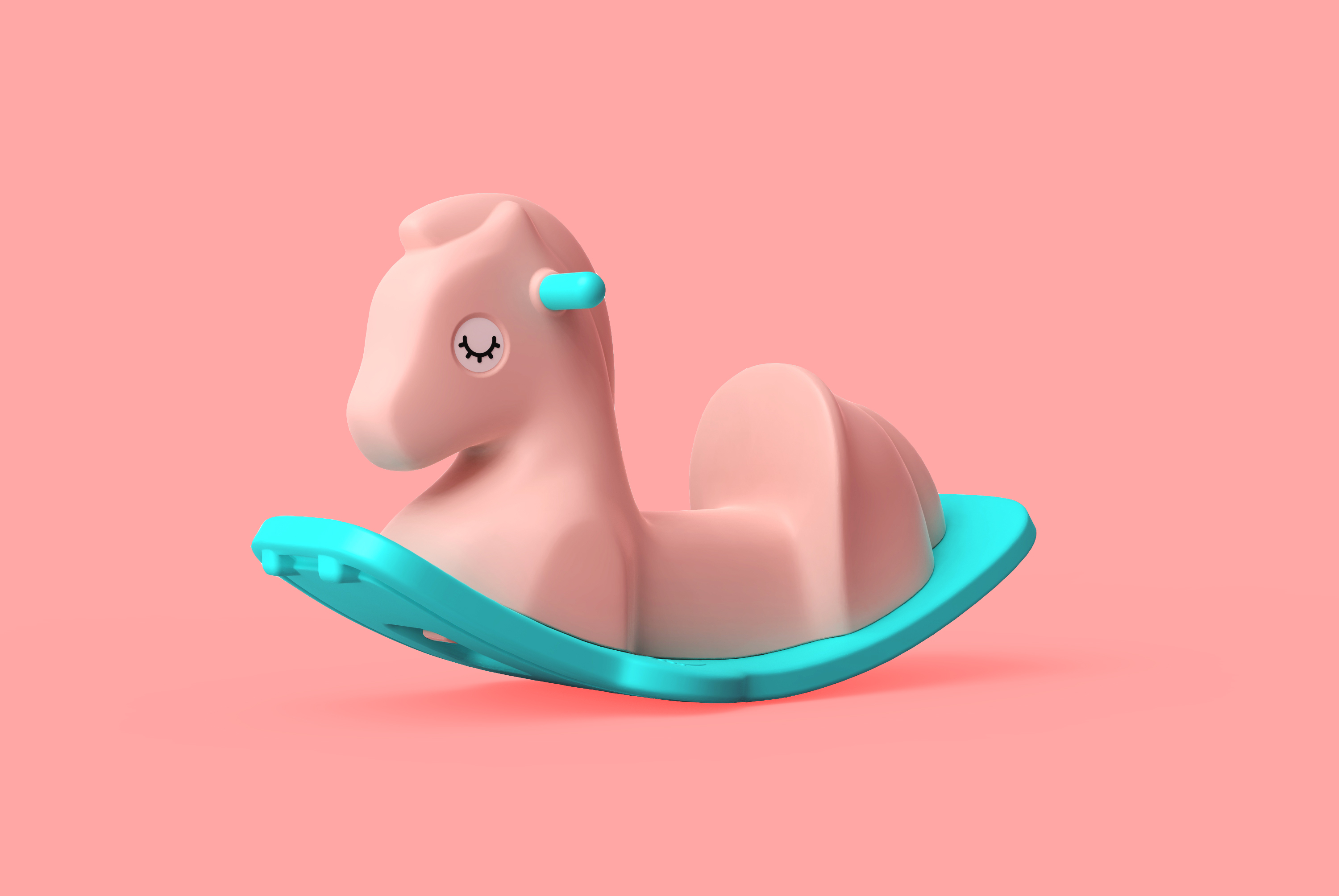 Children, rocking horses, alpacas，