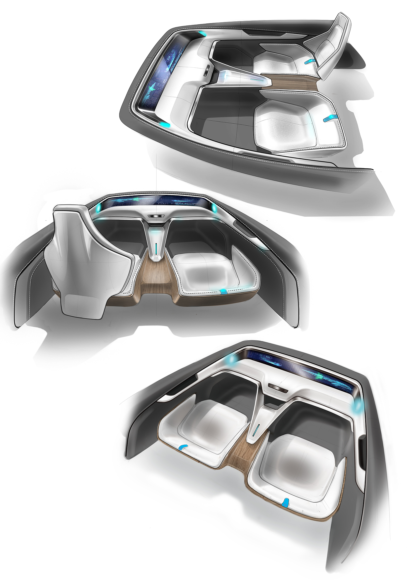 Interior design，Hand drawn，vehicle，