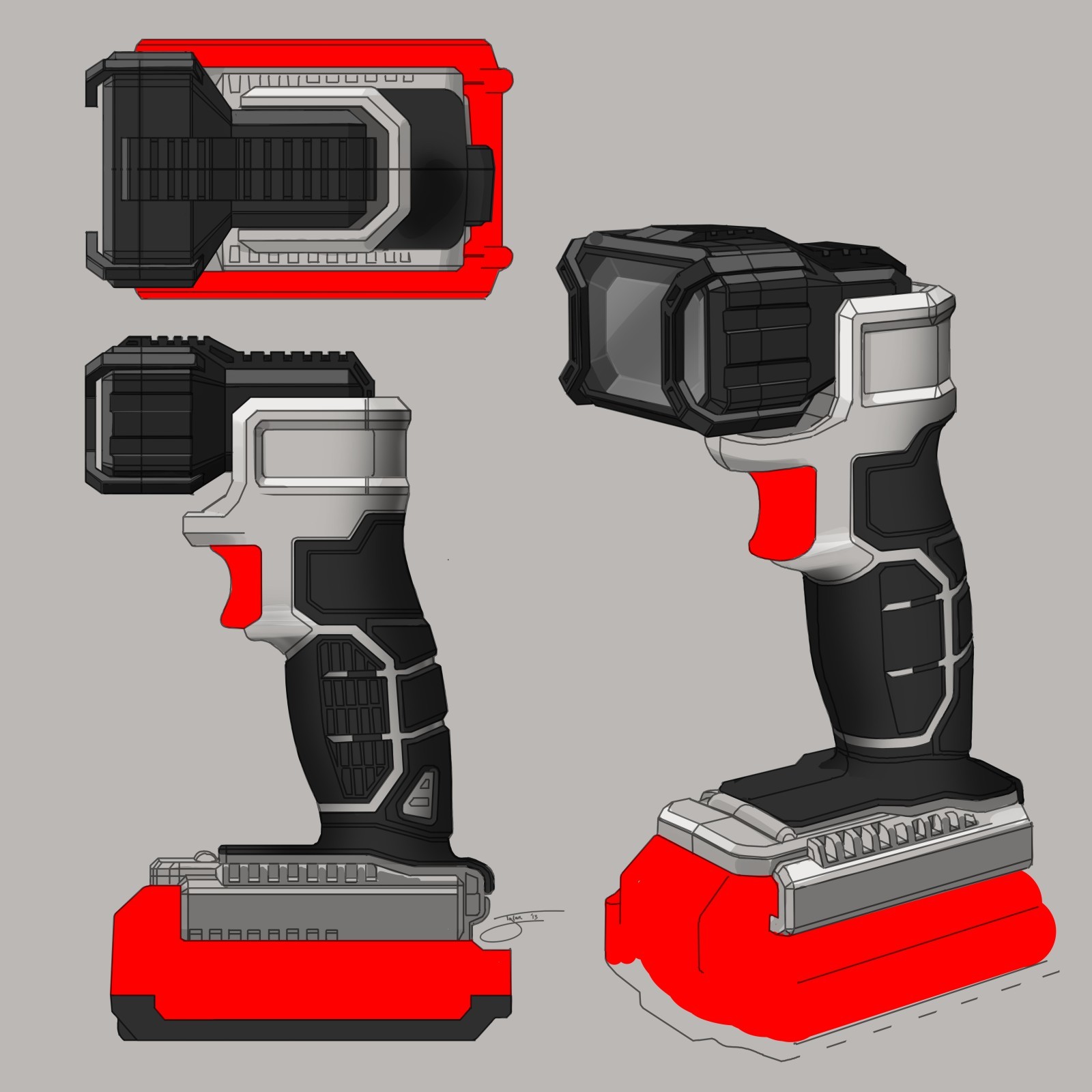 Electric tool，Tools and equipment，design sketch，Hand drawn，