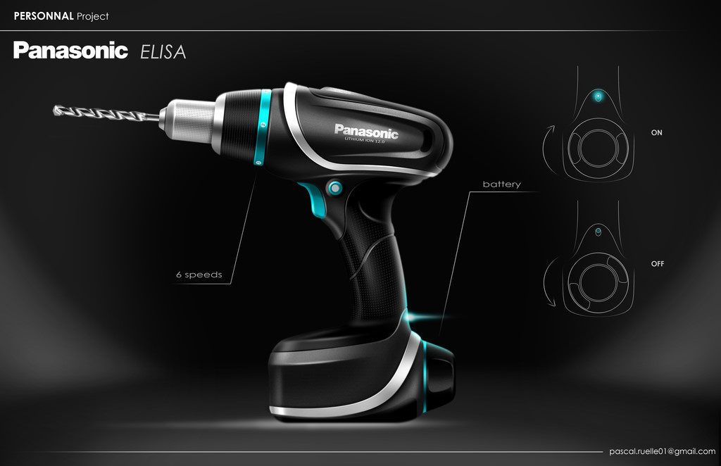 Electric drill，Electric tool，Hand drawn，design sketch，Tools and equipment，