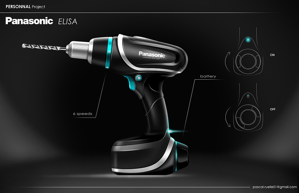 Electric drill，Electric tool，Hand drawn，design sketch，Tools and equipment，