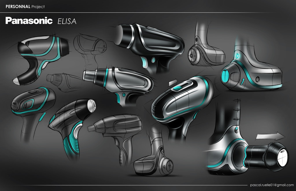 Electric drill，Electric tool，Hand drawn，design sketch，Tools and equipment，