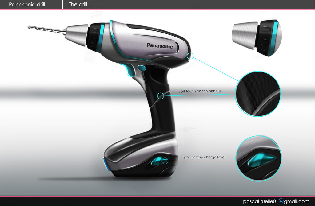 Electric drill，Electric tool，Hand drawn，design sketch，Tools and equipment，