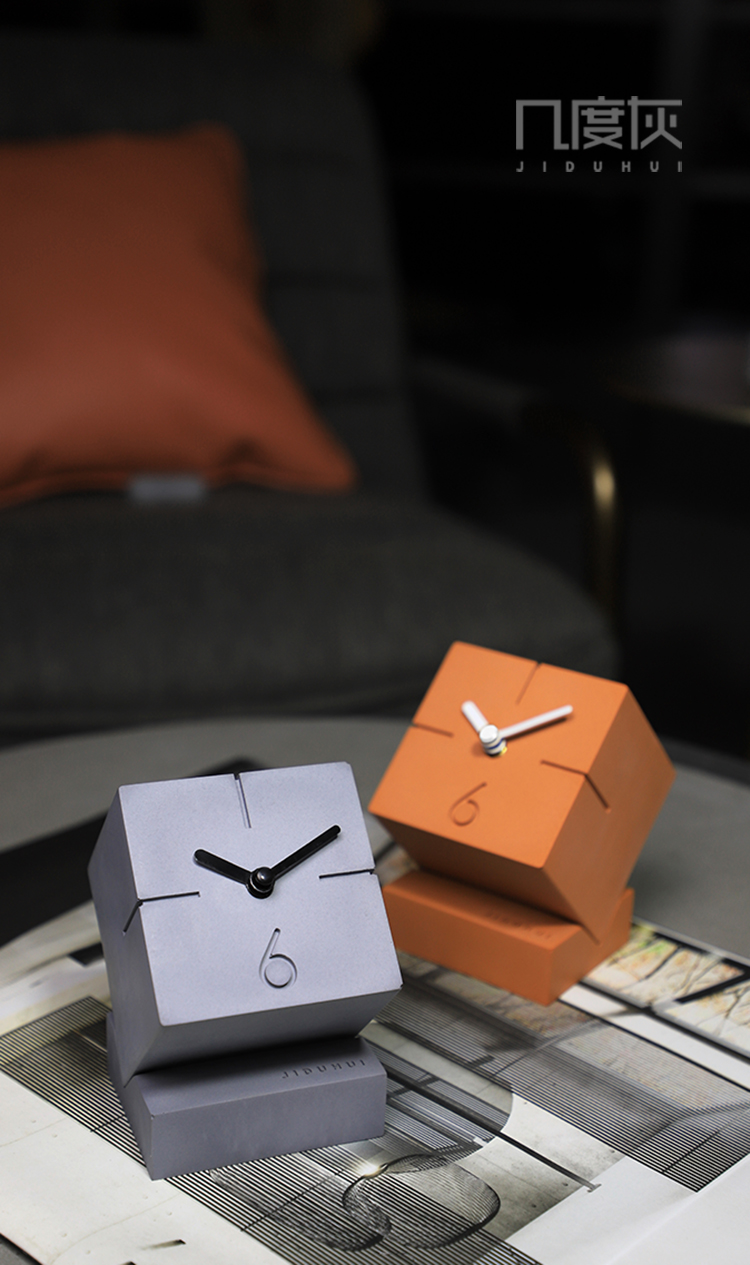 Several degrees of gray，alarm clock，Concrete alarm clock，Cement clock，