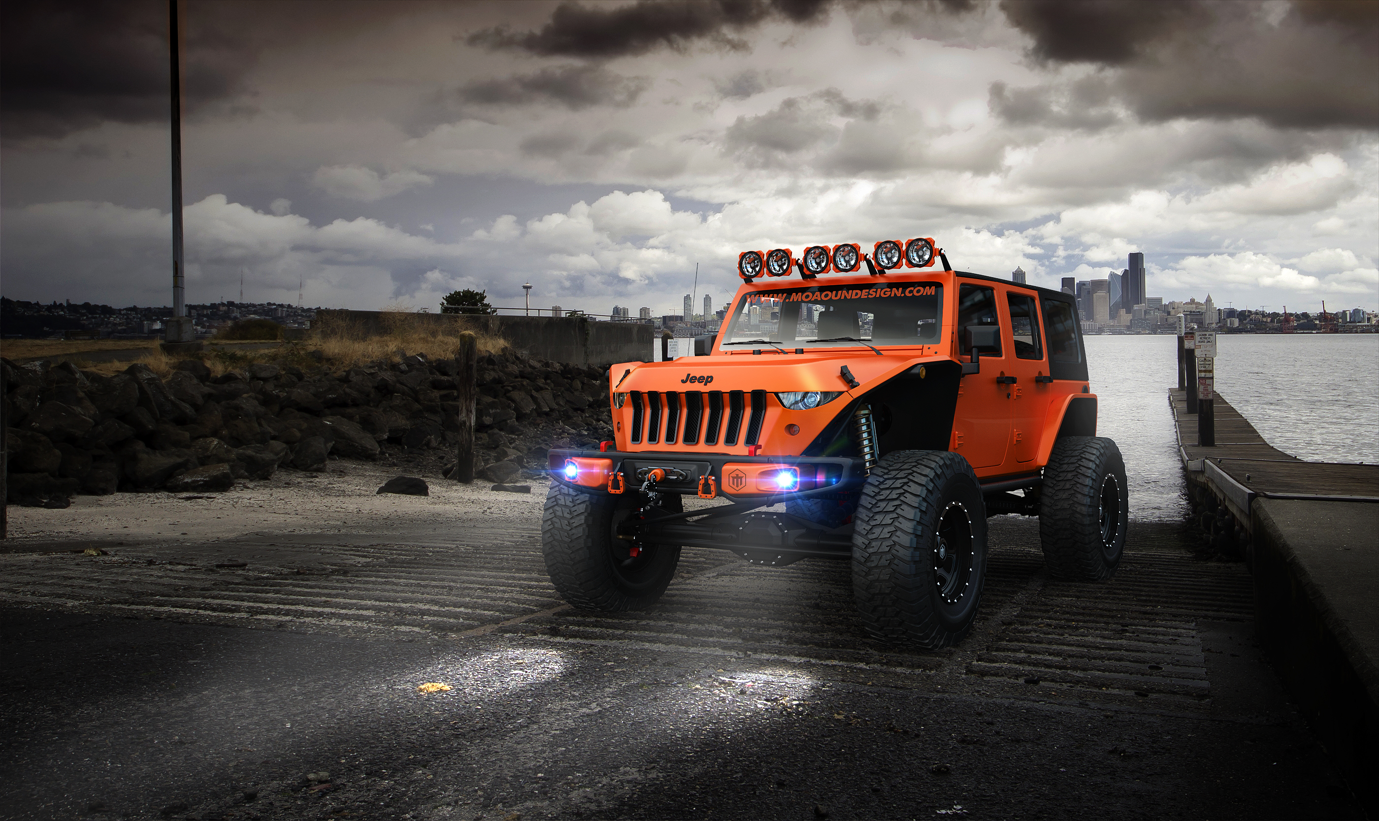 a tough guy，locomotive，heavy，jeep，