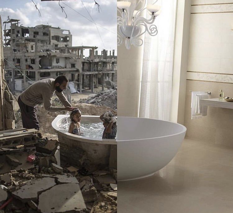 Photography，life，contrast，Collage，Warfare，suffering，