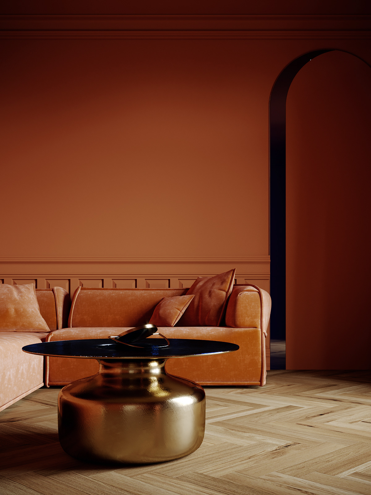 space，brown，Ocher room，