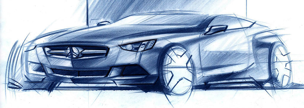 Benz，Automobile design，Hand drawn，