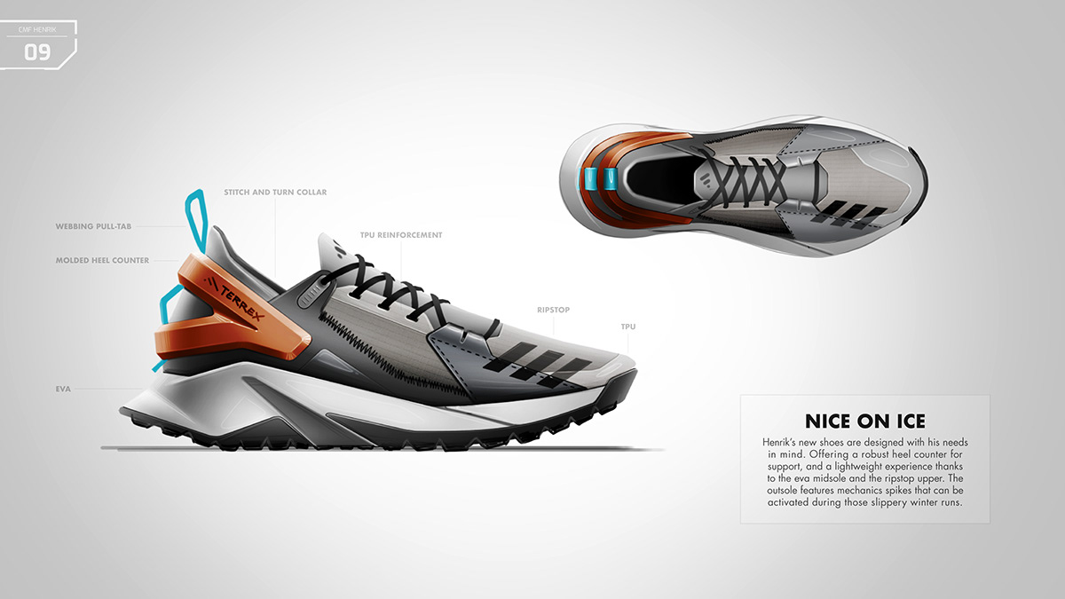 product design，outdoors，motion，shoes，