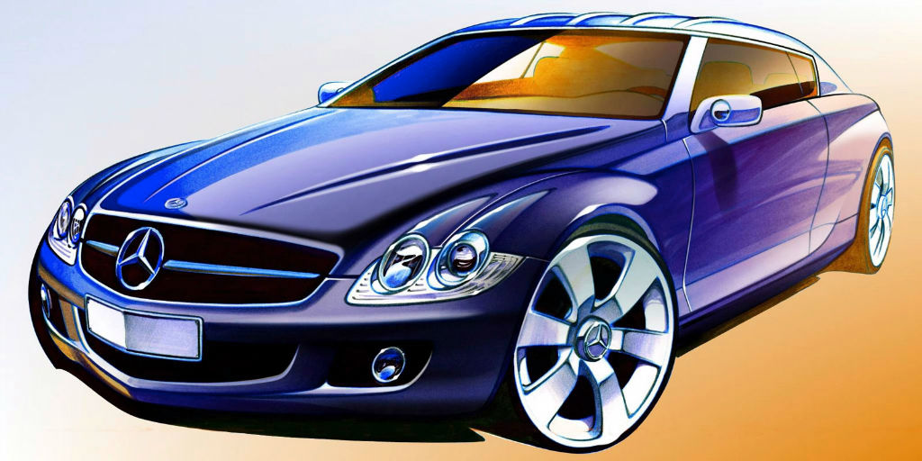 Benz，Automobile design，Hand drawn，