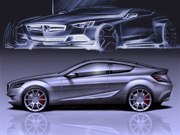 Benz，Automobile design，Hand drawn，
