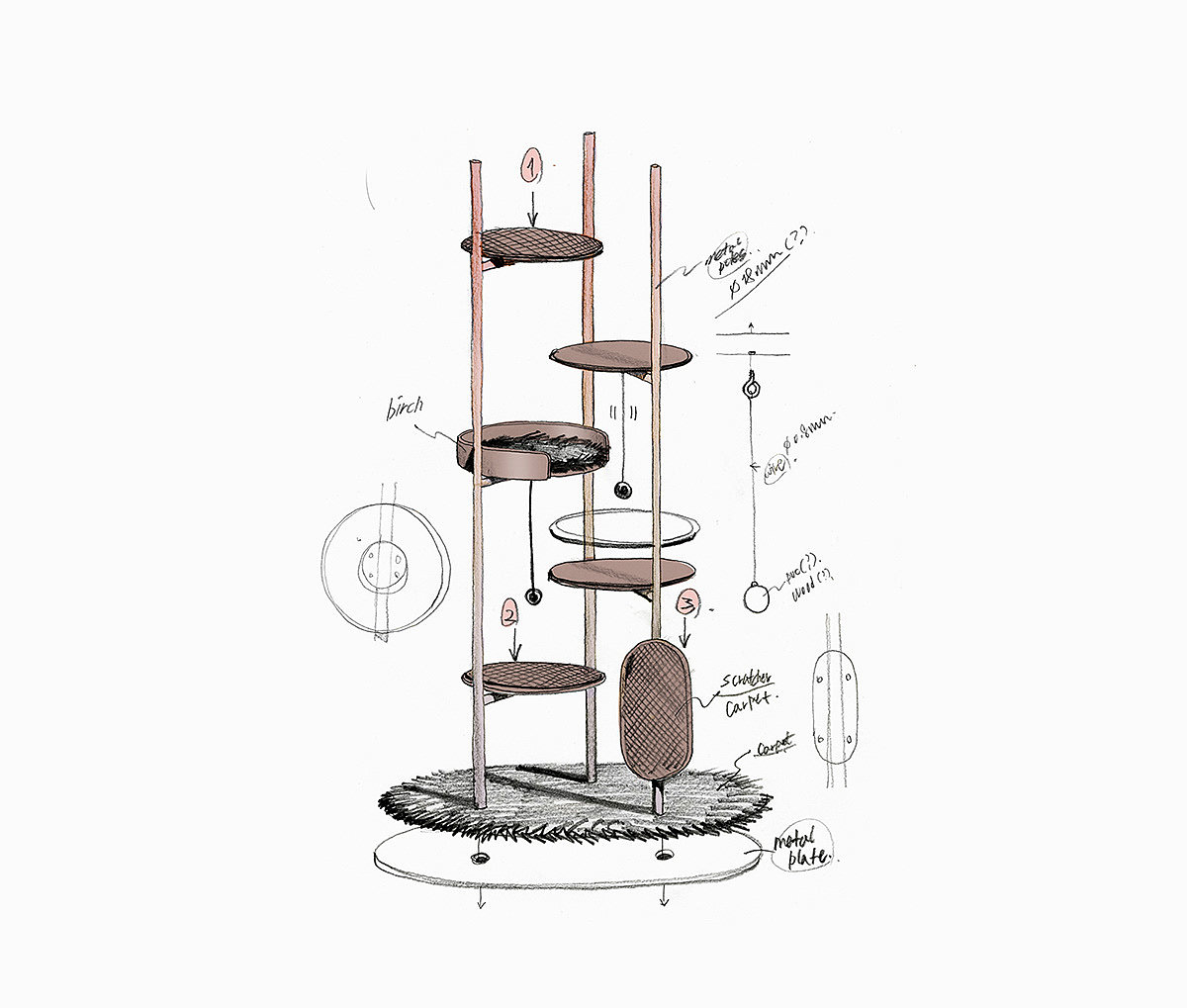 Three poles series，Cat Tower，Pet Supplies & Pet，Cat climbing frame，