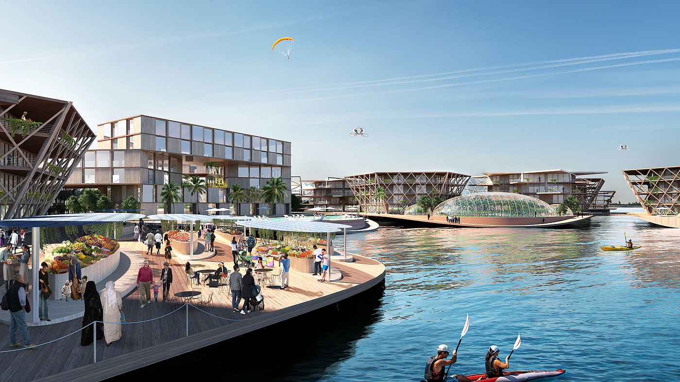 Architecture，seawater，Floating city，