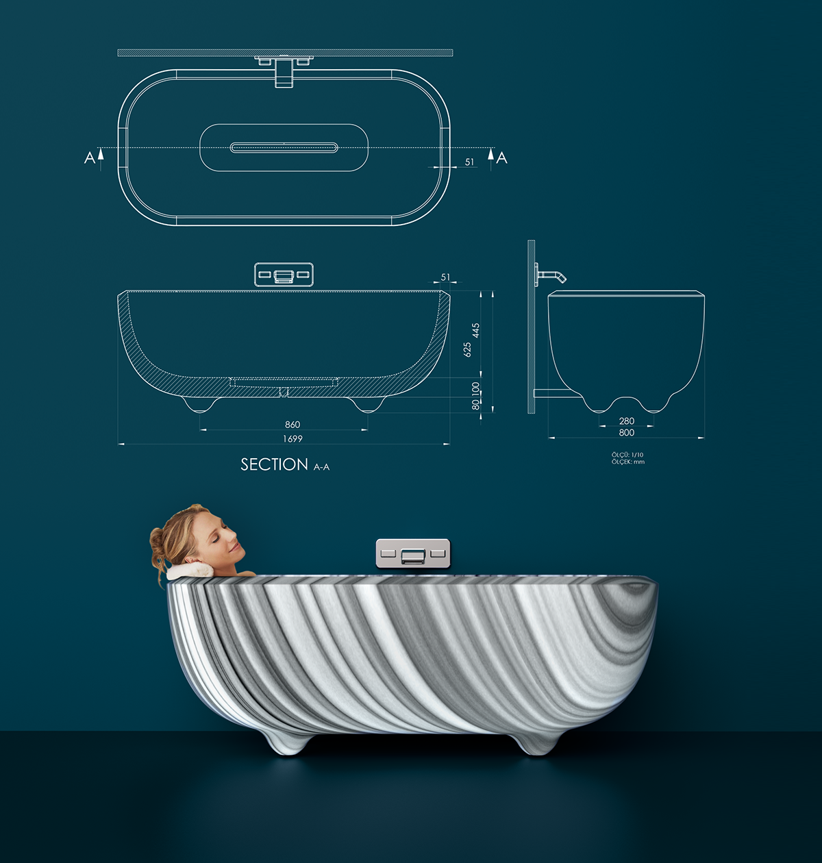 Sanitary ware，Marble，bathtub，WAVE，