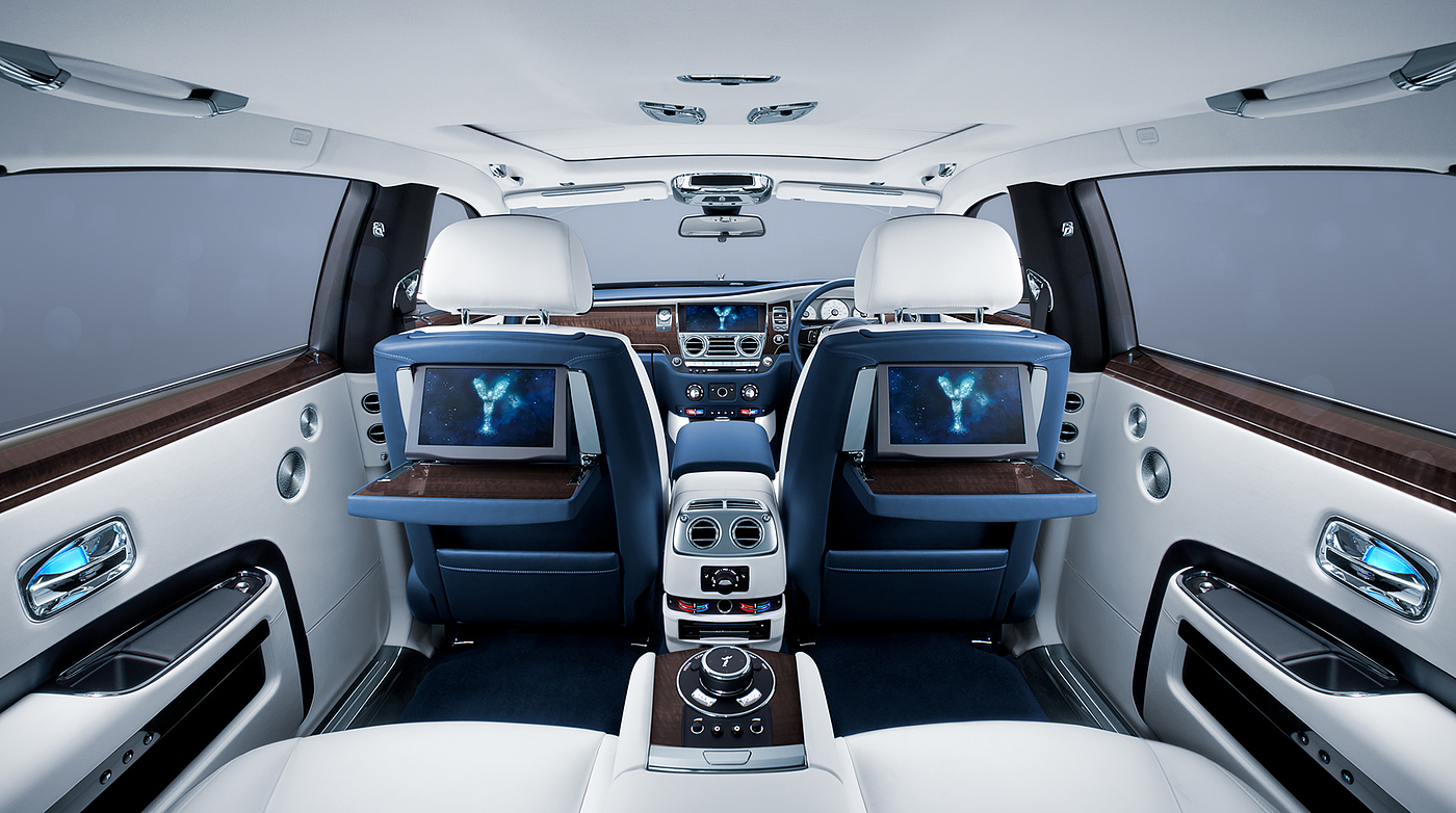 蓝色，汽车设计，Rolls Royce Ghost，