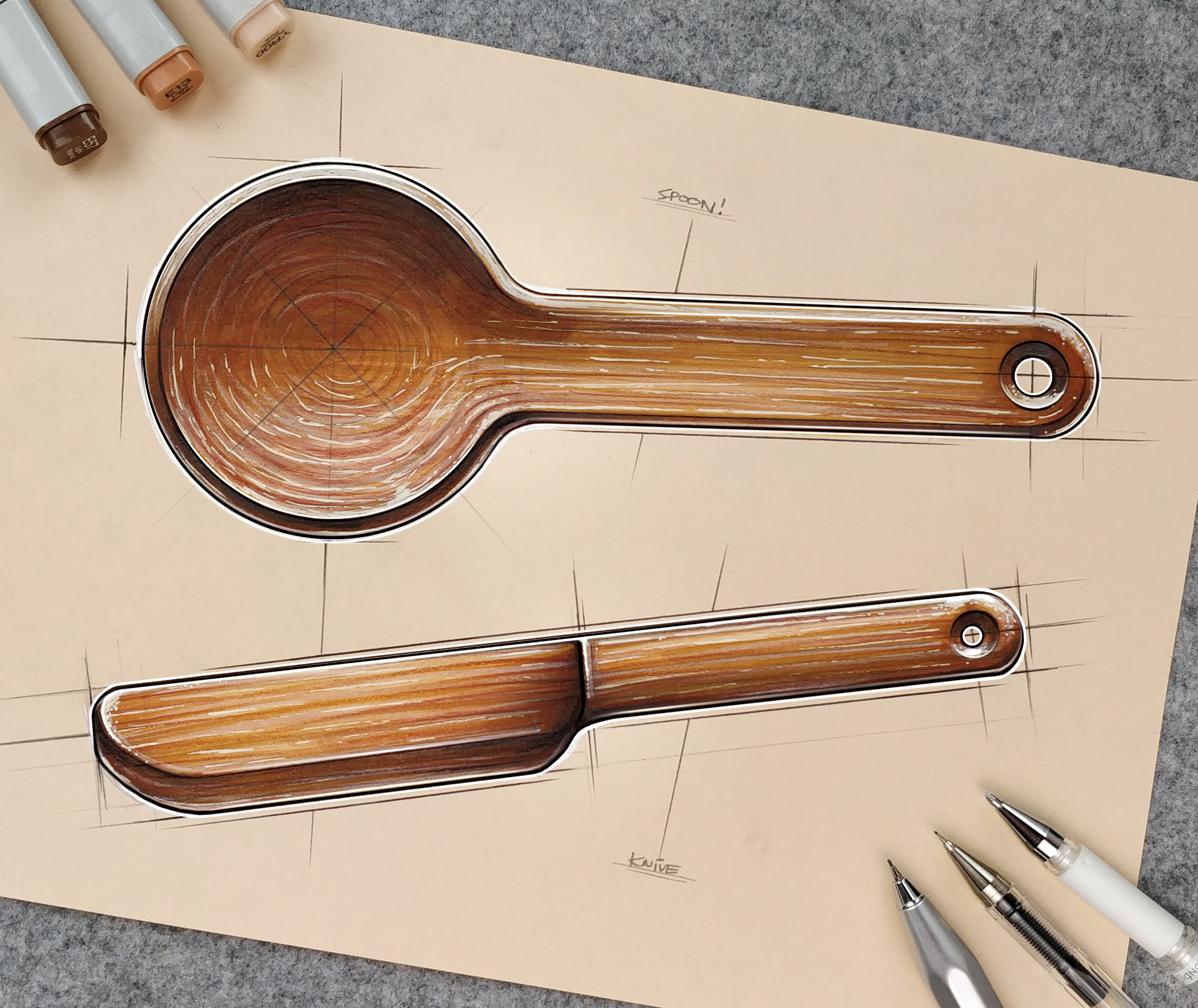 product design，Hand drawn，marker pen，