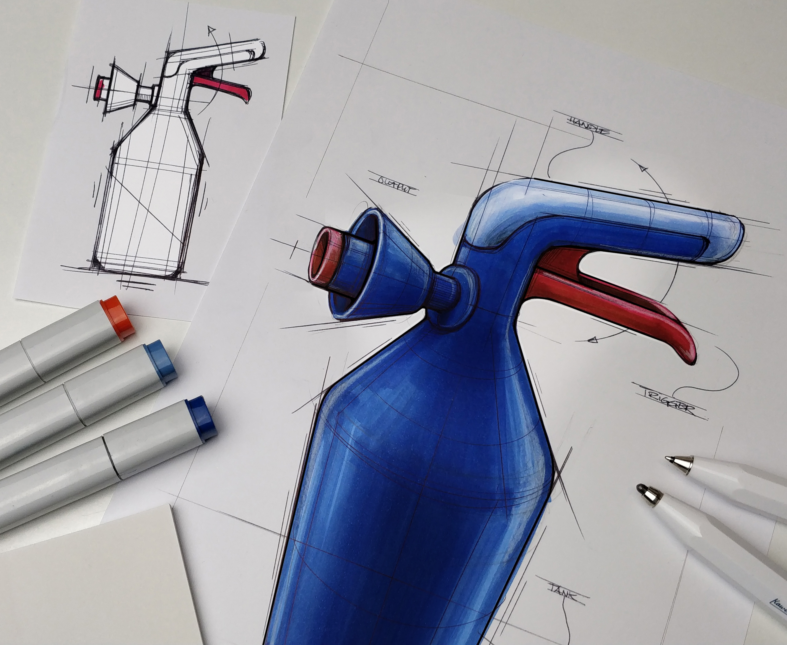 product design，Hand drawn，marker pen，