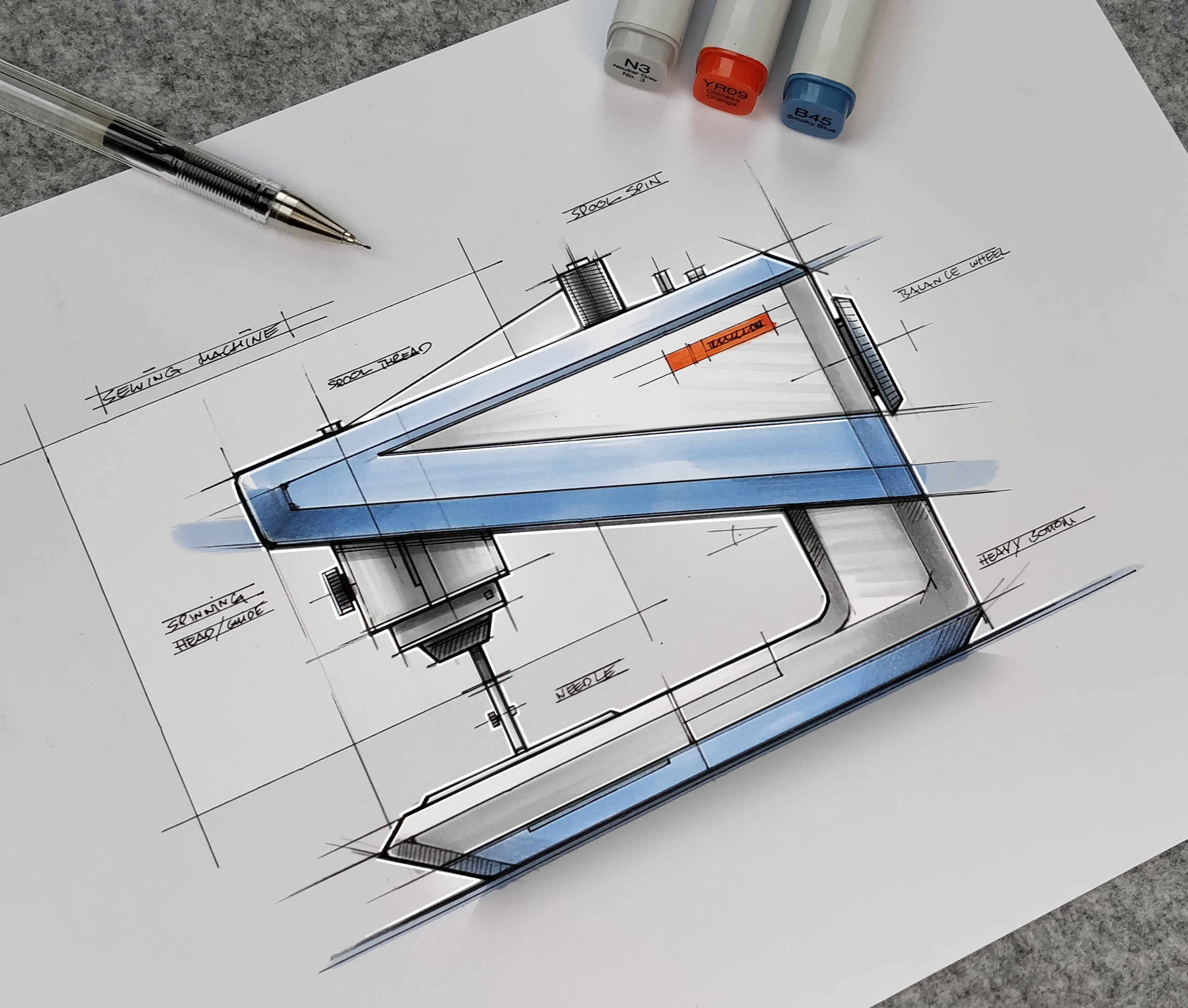 product design，Hand drawn，marker pen，