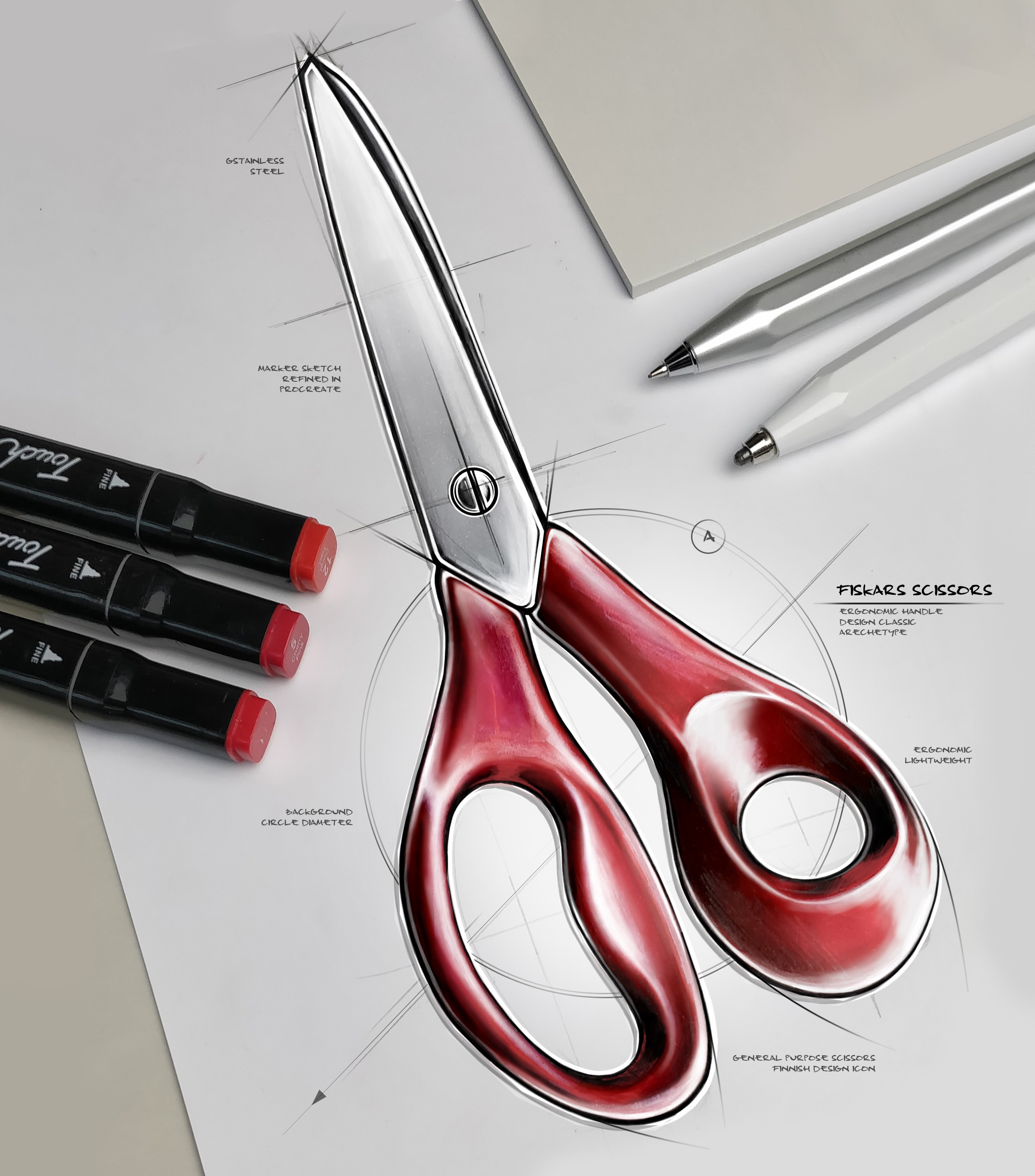 product design，Hand drawn，marker pen，