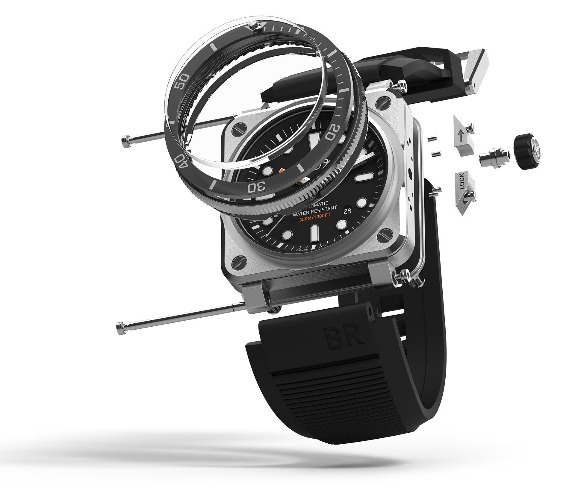 black，bell&ross，Wrist watch，