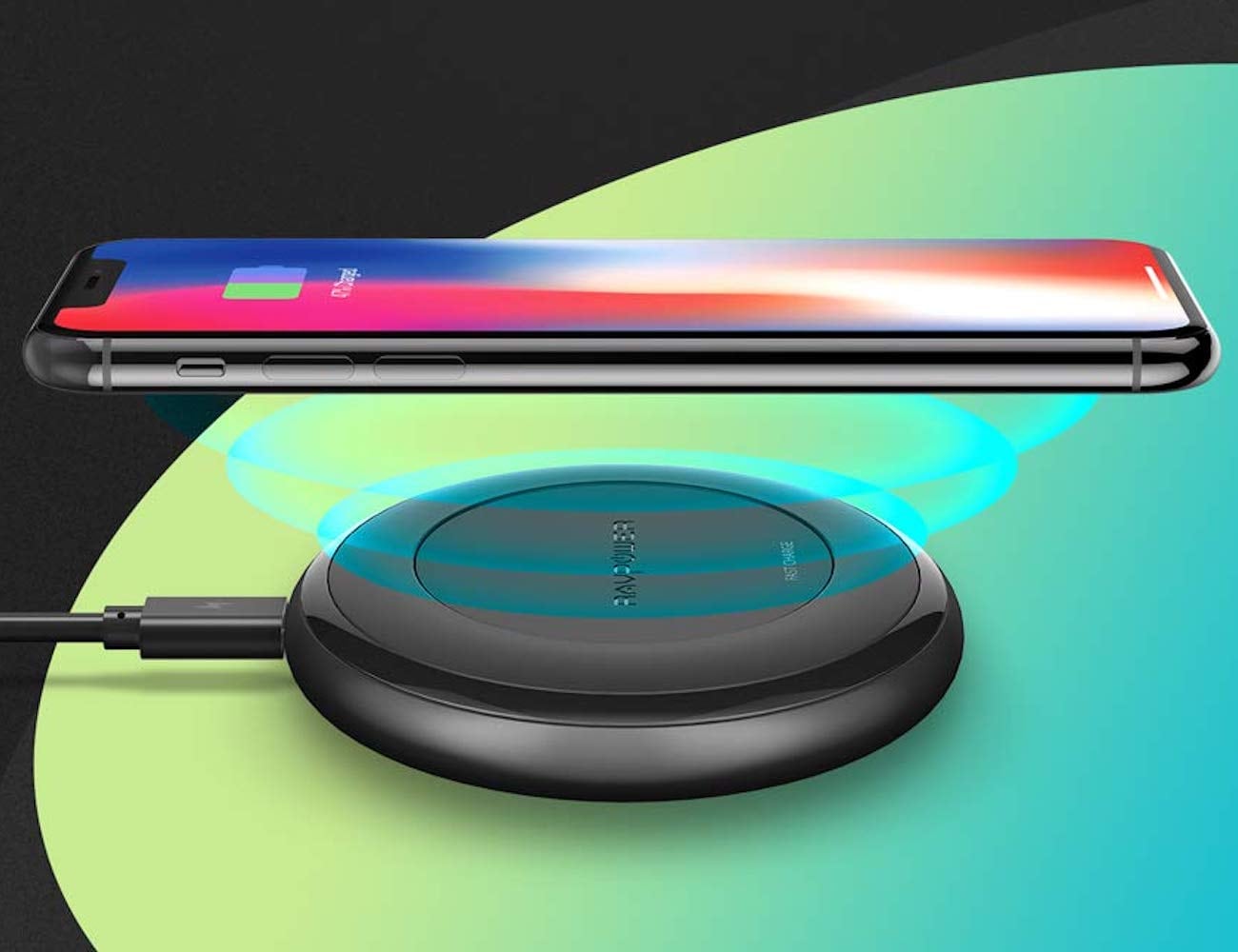 fast，RAVPower，charge，wireless，black，