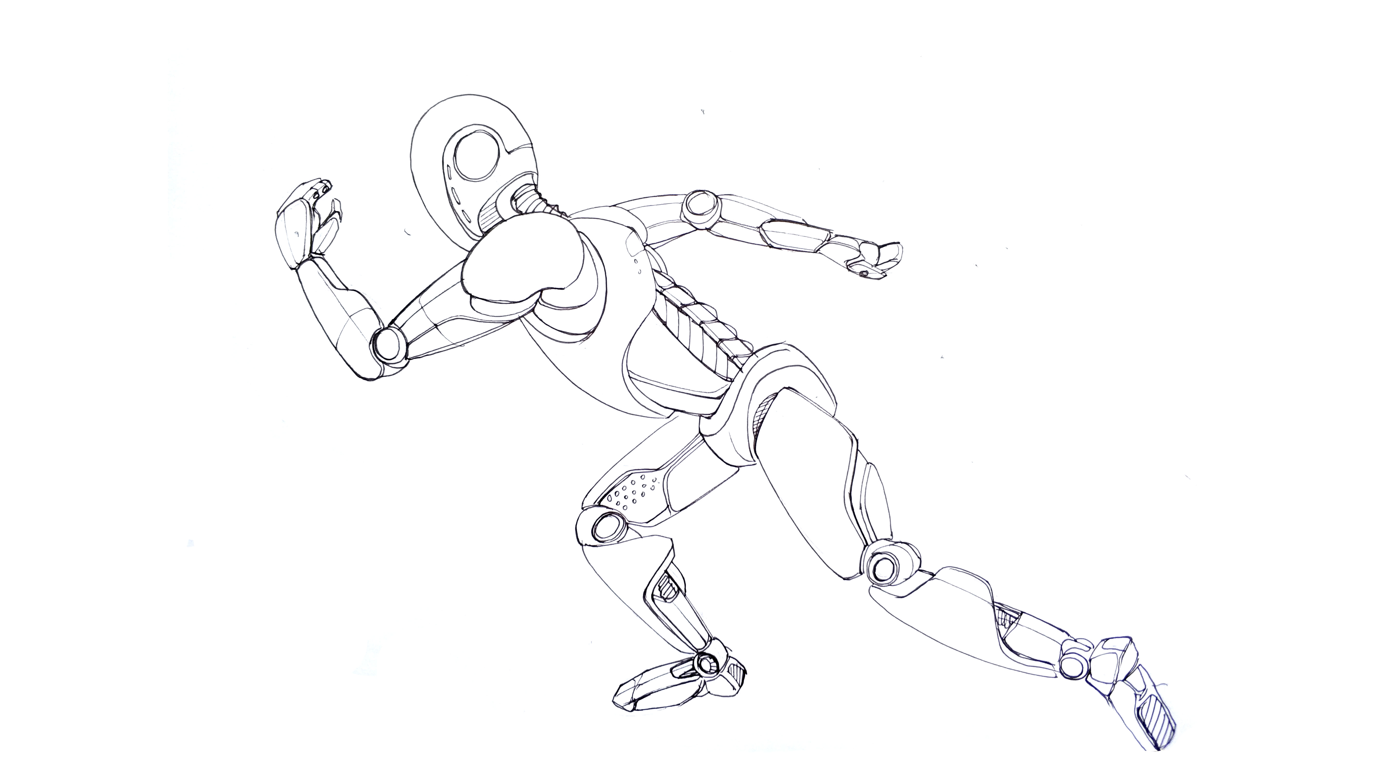 Hand drawn，marker pen，robot，