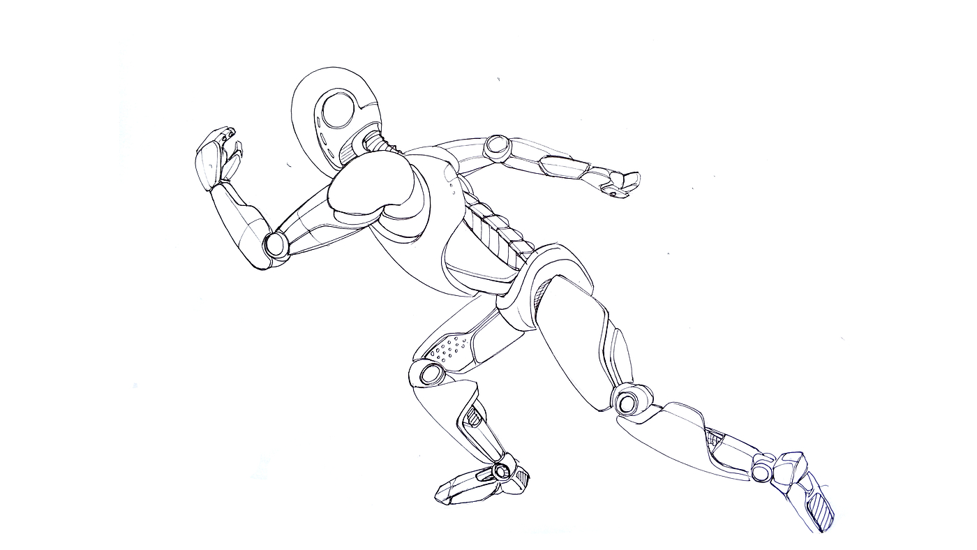 Hand drawn，marker pen，robot，