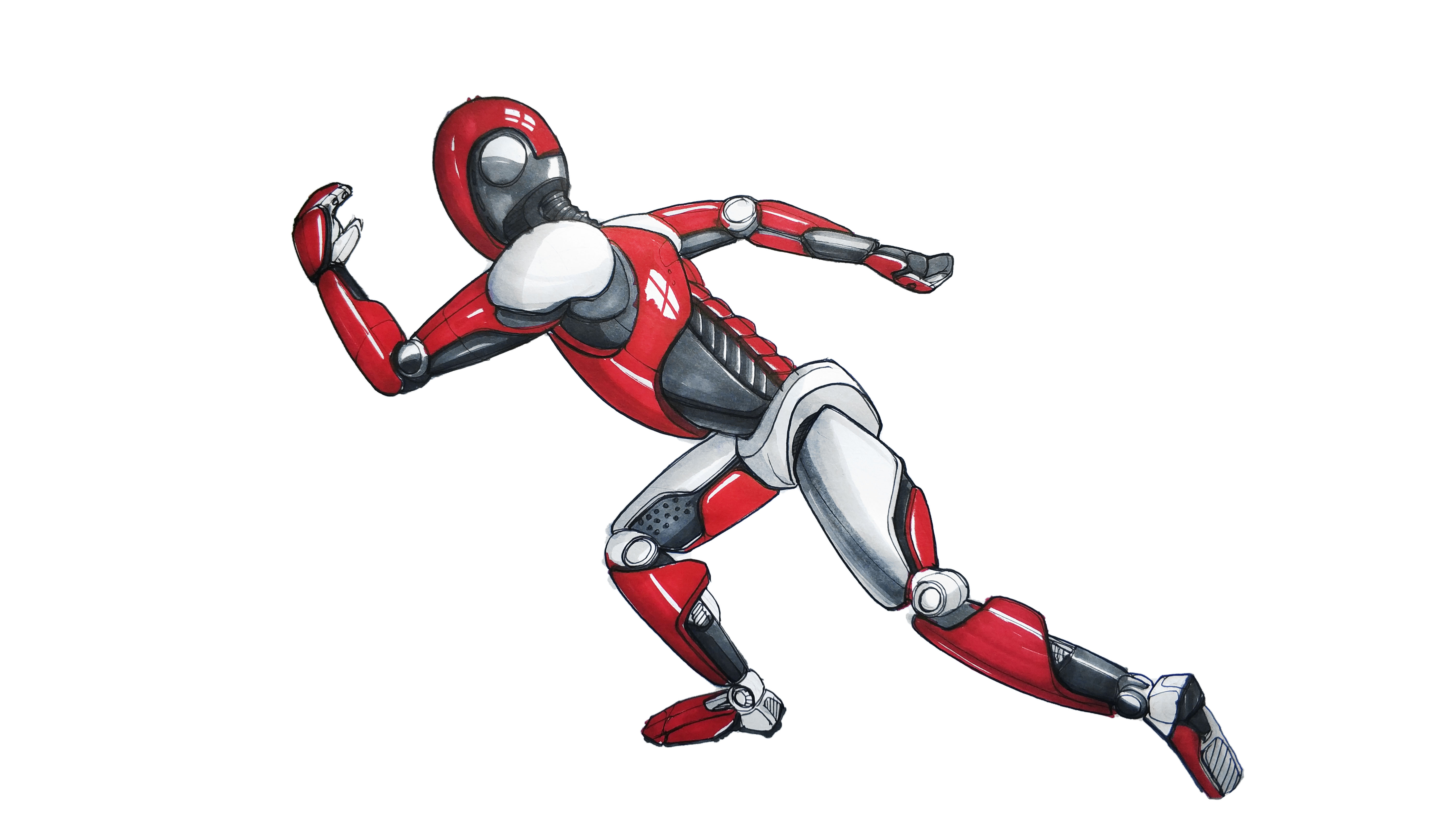 Hand drawn，marker pen，robot，