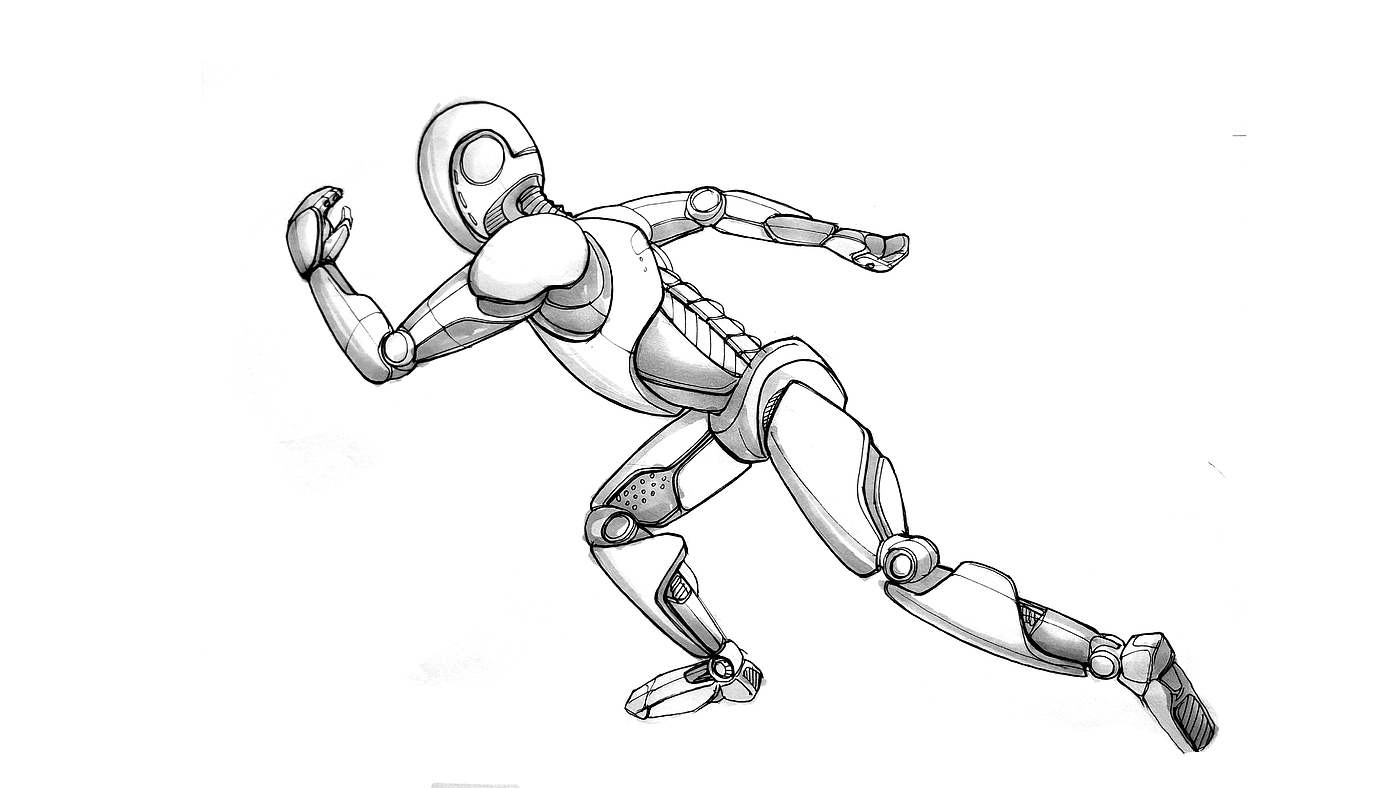 Hand drawn，marker pen，robot，