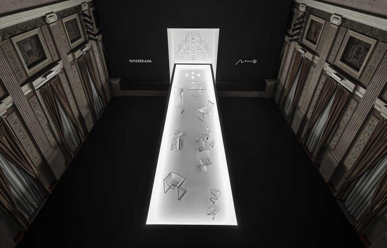 Melt，Glass，chair，a chandelier，